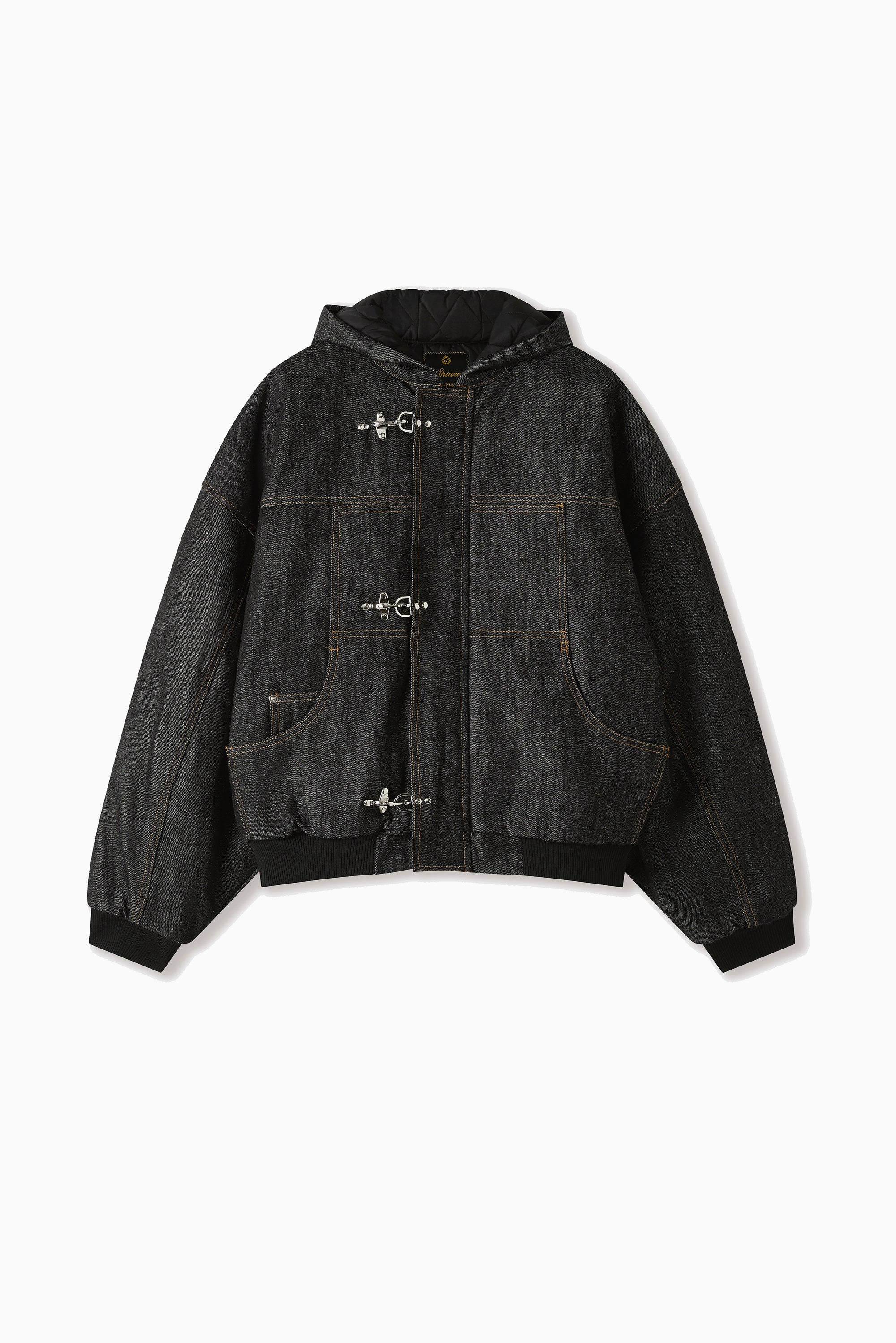 Okayama Raw Black Denim Clasp Jacket - Black