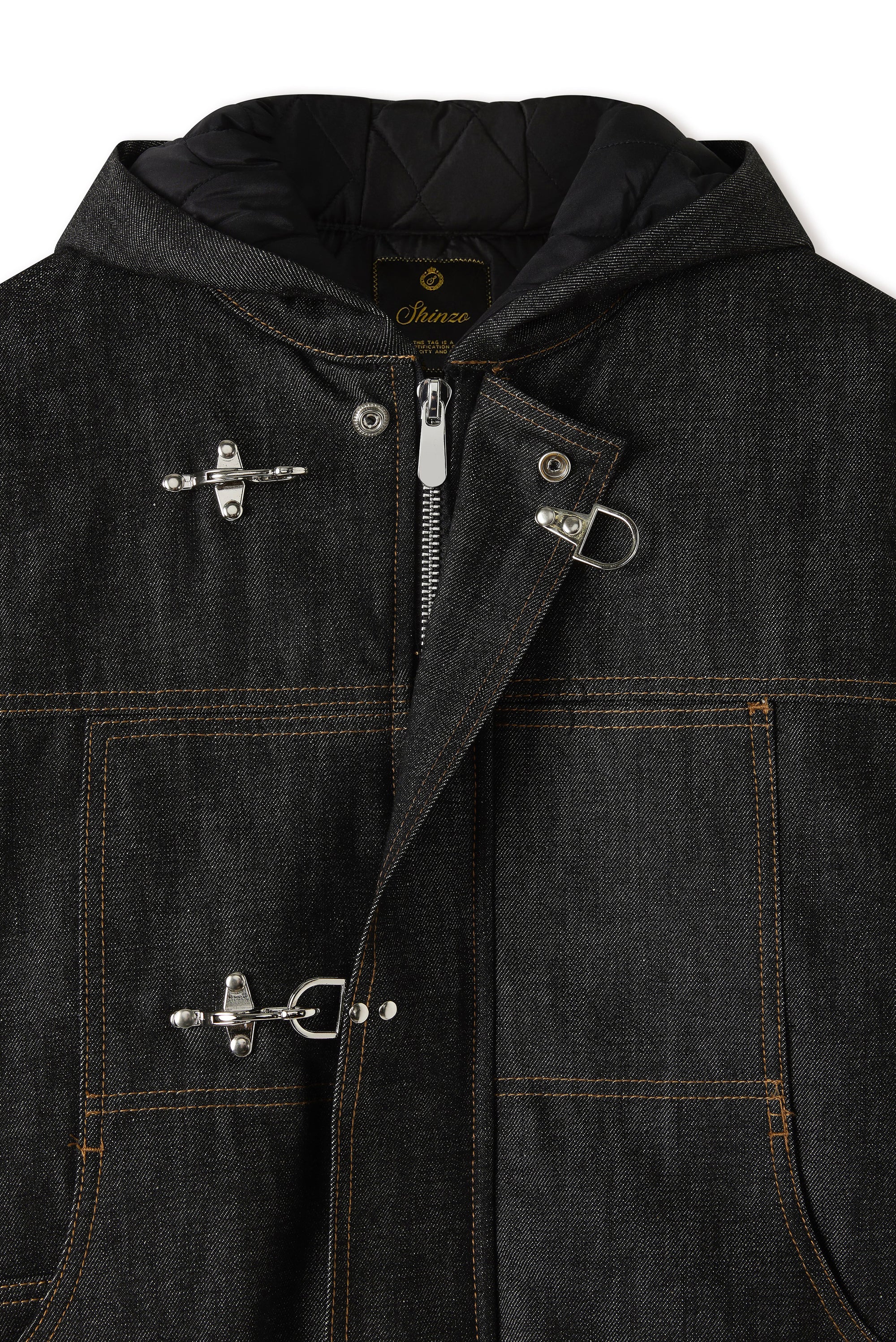 Okayama Raw Black Denim Clasp Jacket - Black