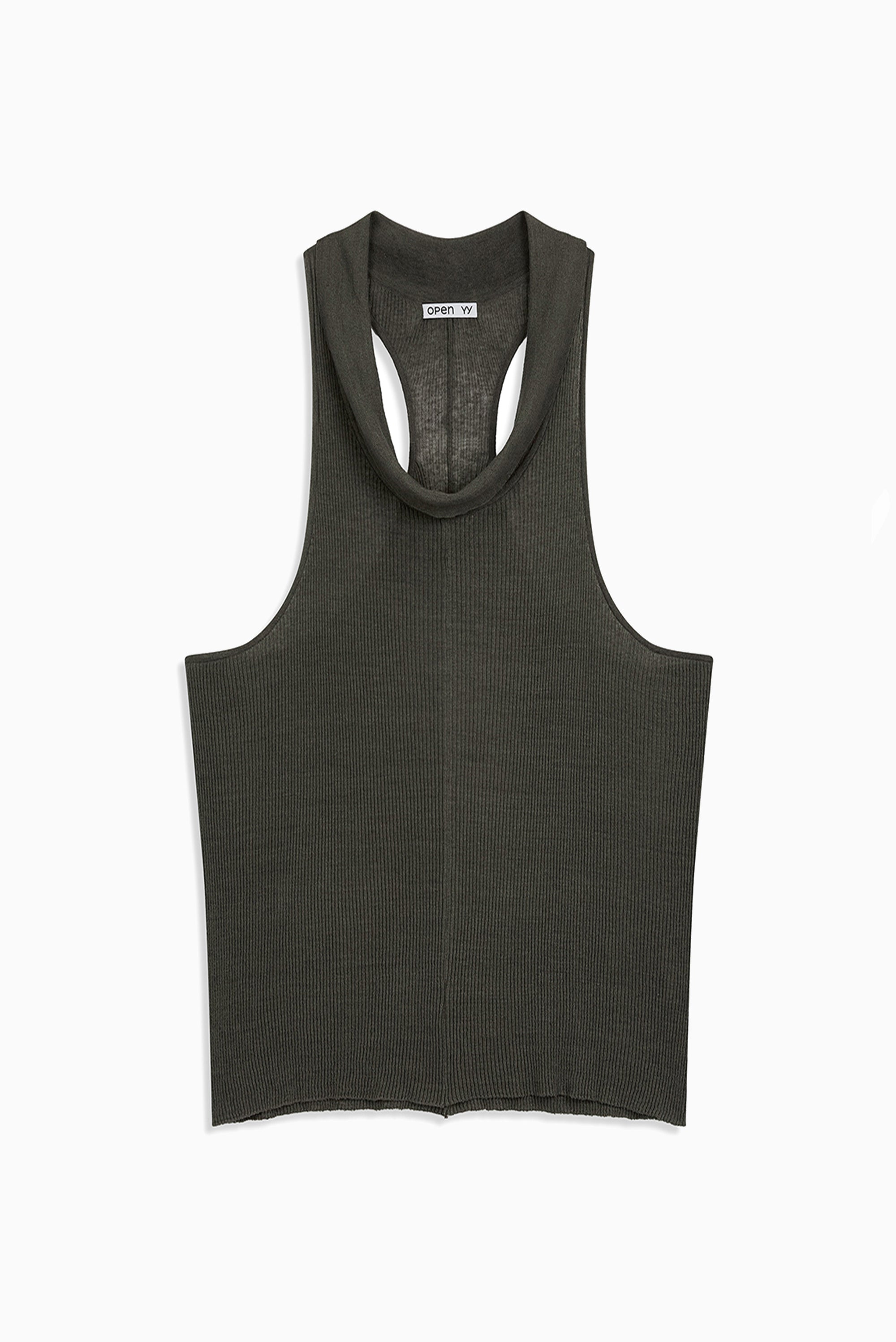 Cowl Ribbed Dress - Green
