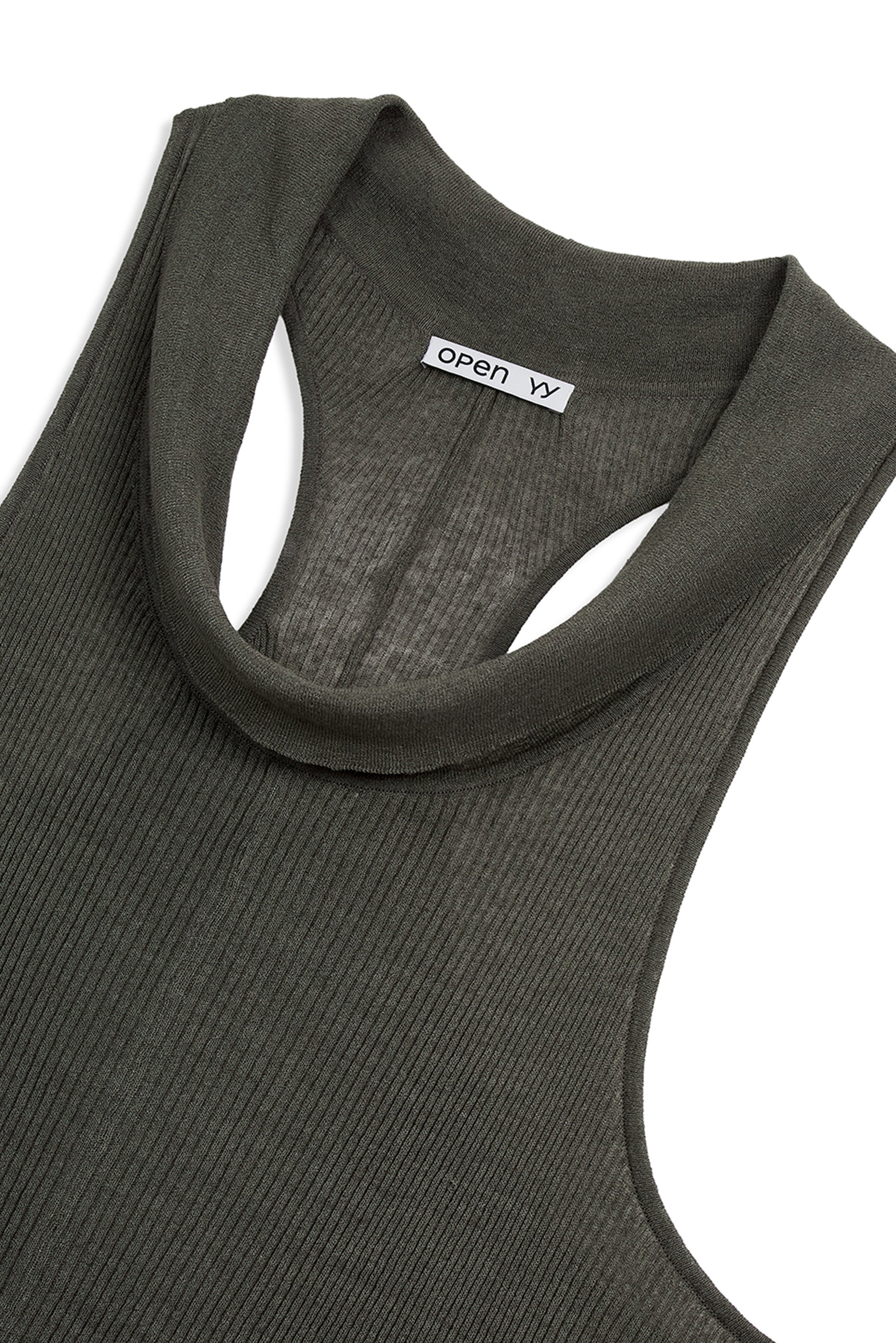 Cowl Ribbed Dress - Green