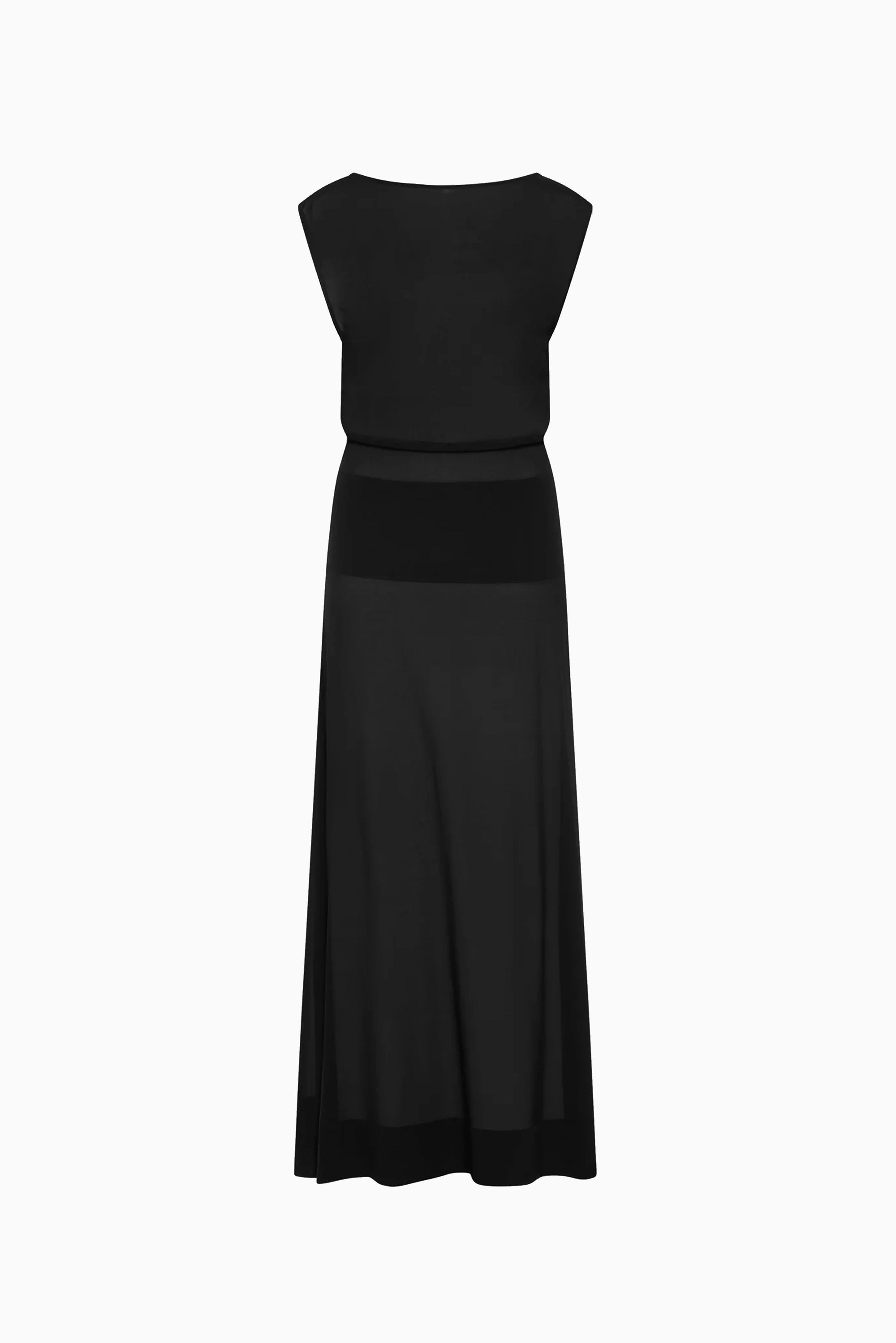 Stretch Silk Bateau Dress - Black