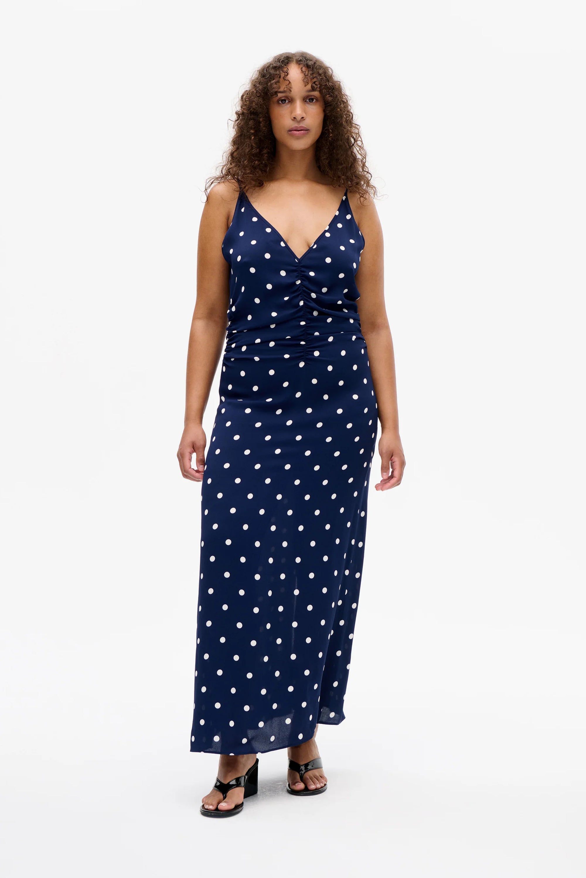 Atalia Dress - Navy Creme Dot