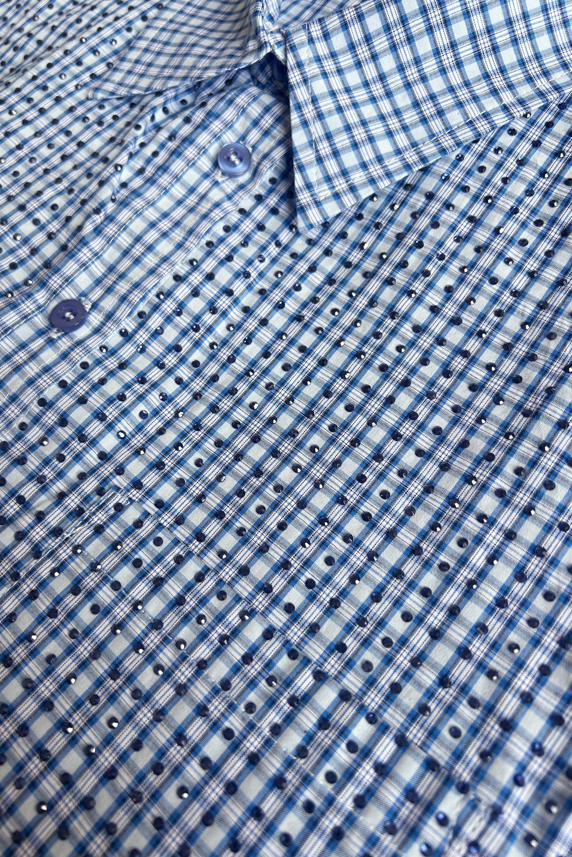 Finlay Shirt - Blue Check W/ Rhinestones