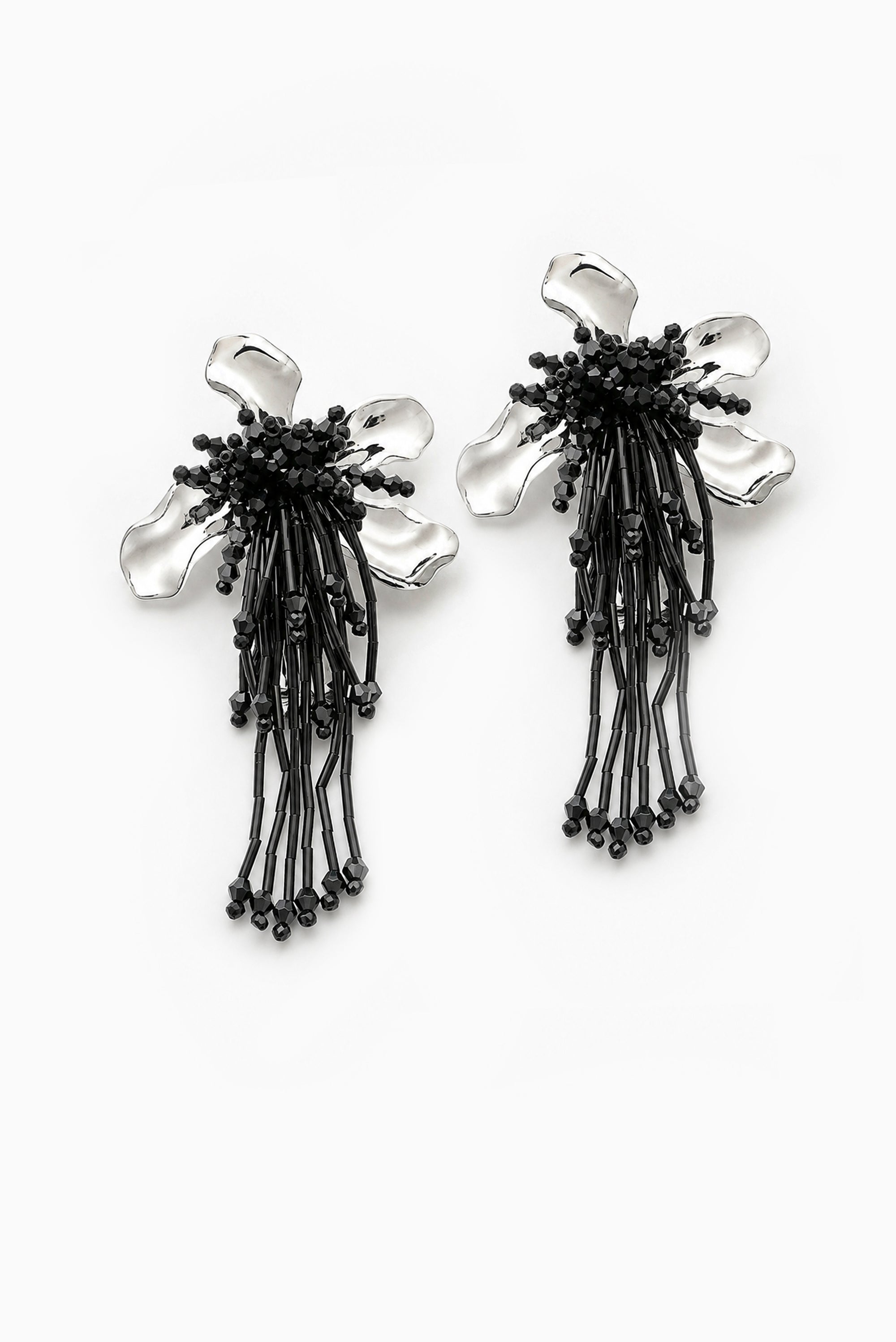 Labellum Earrings - Silver/Black