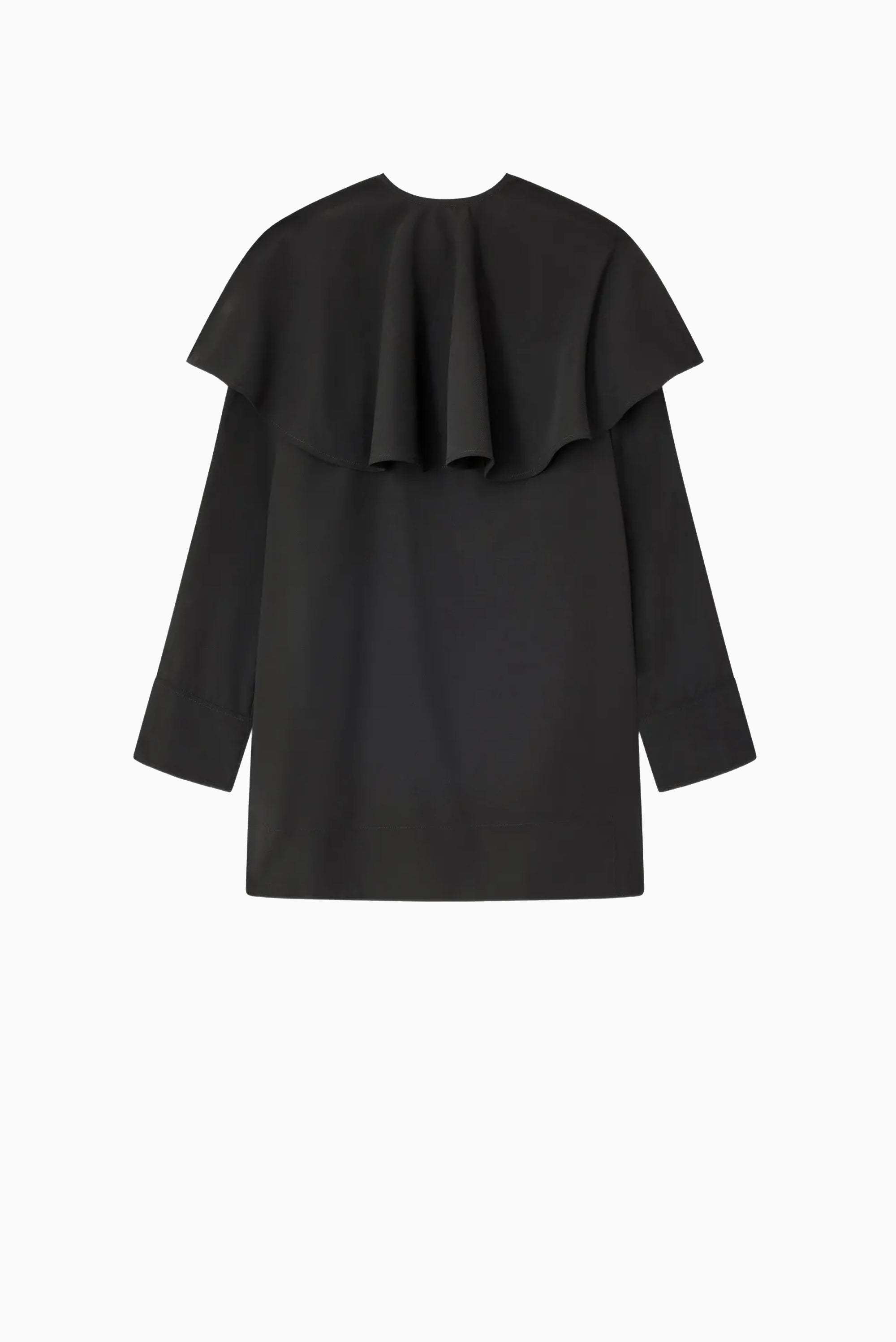 GANNI Light Twill Suiting  Circle Collar Mini Dress - Black