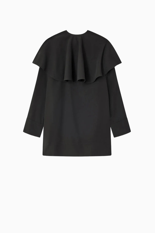 GANNI Light Twill Suiting  Circle Collar Mini Dress - Black