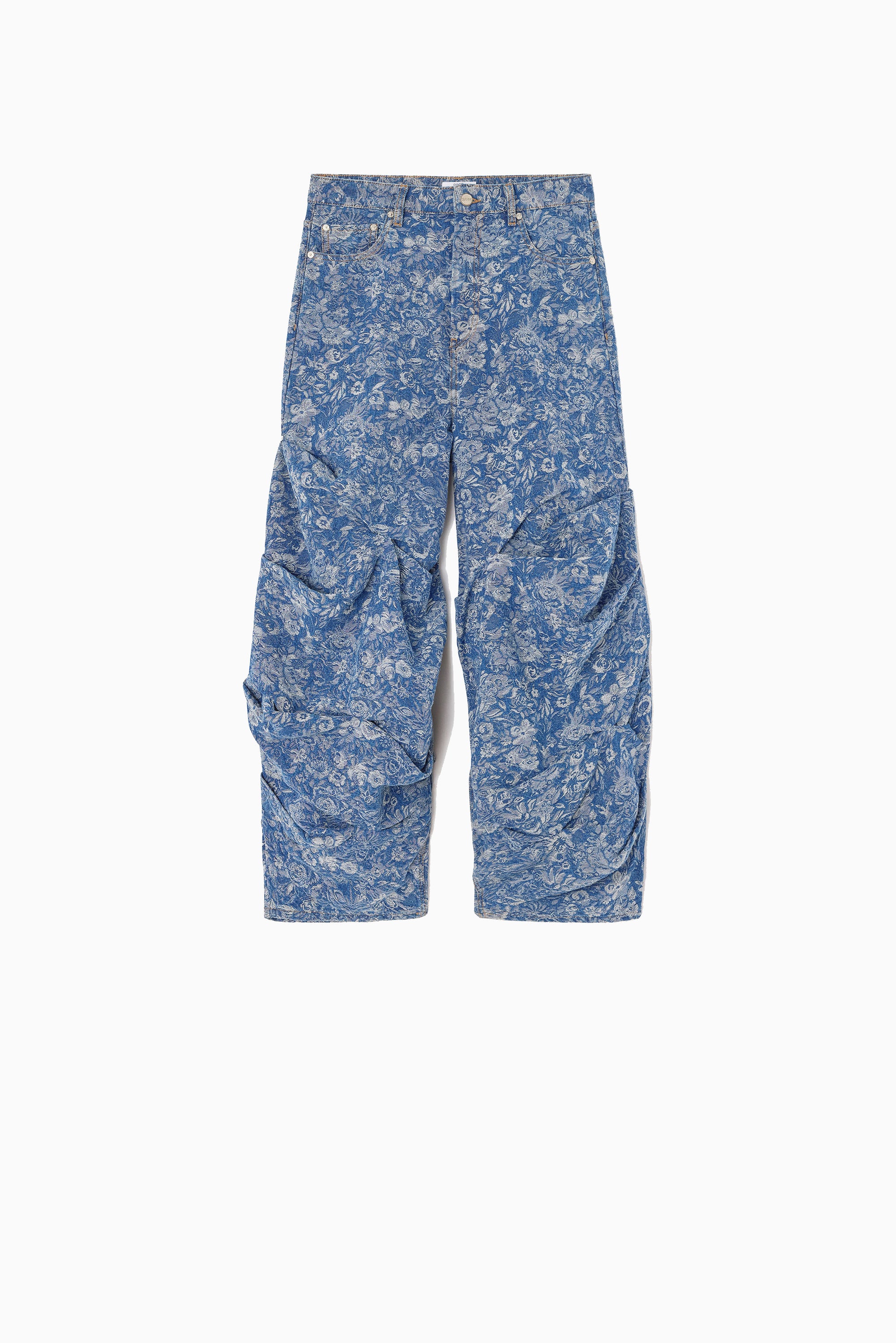 GANNI Tapestry Denim Baggy Jeans - Mid Blue Stone