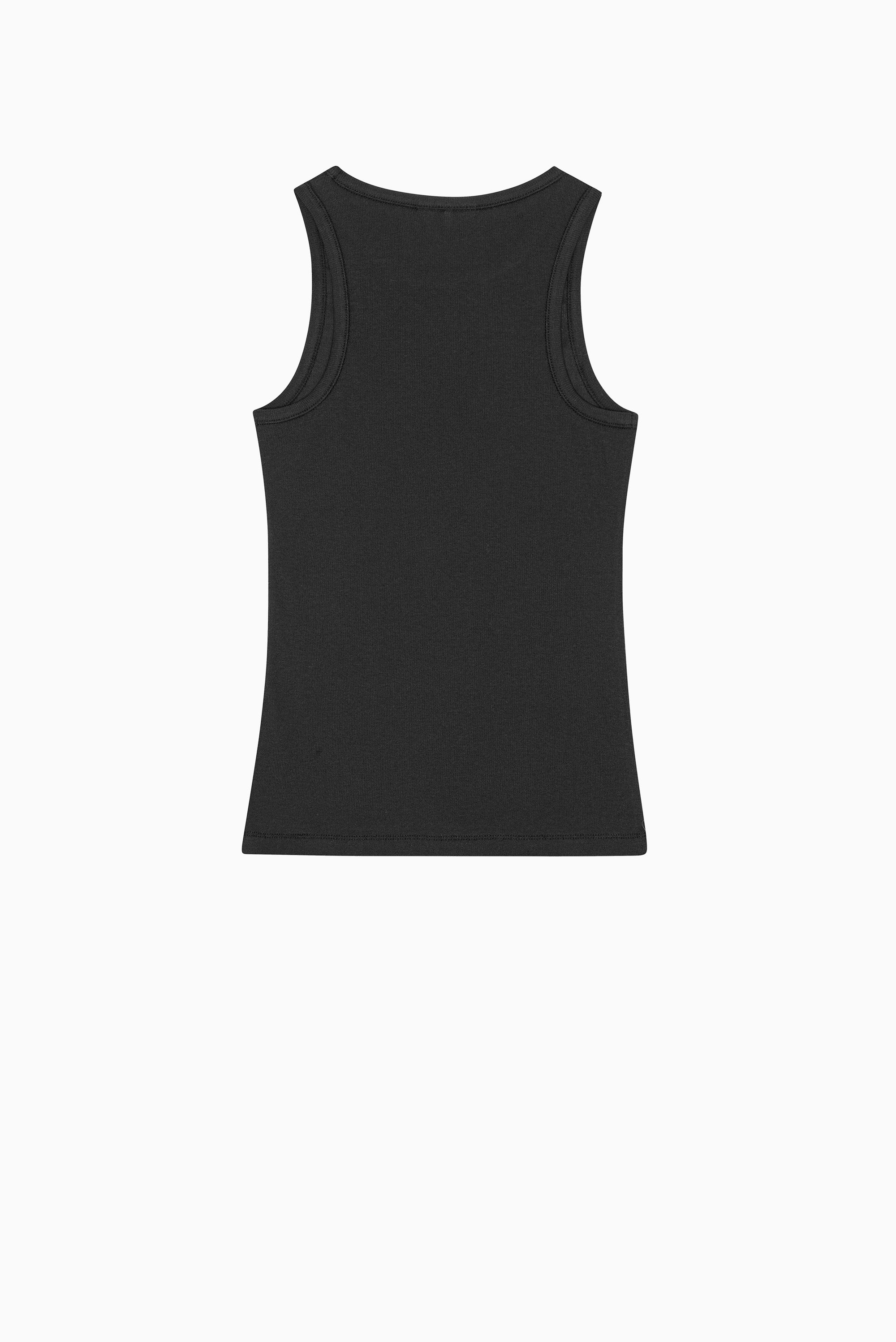 GANNI Soft Cotton Rib Tank Top - Black