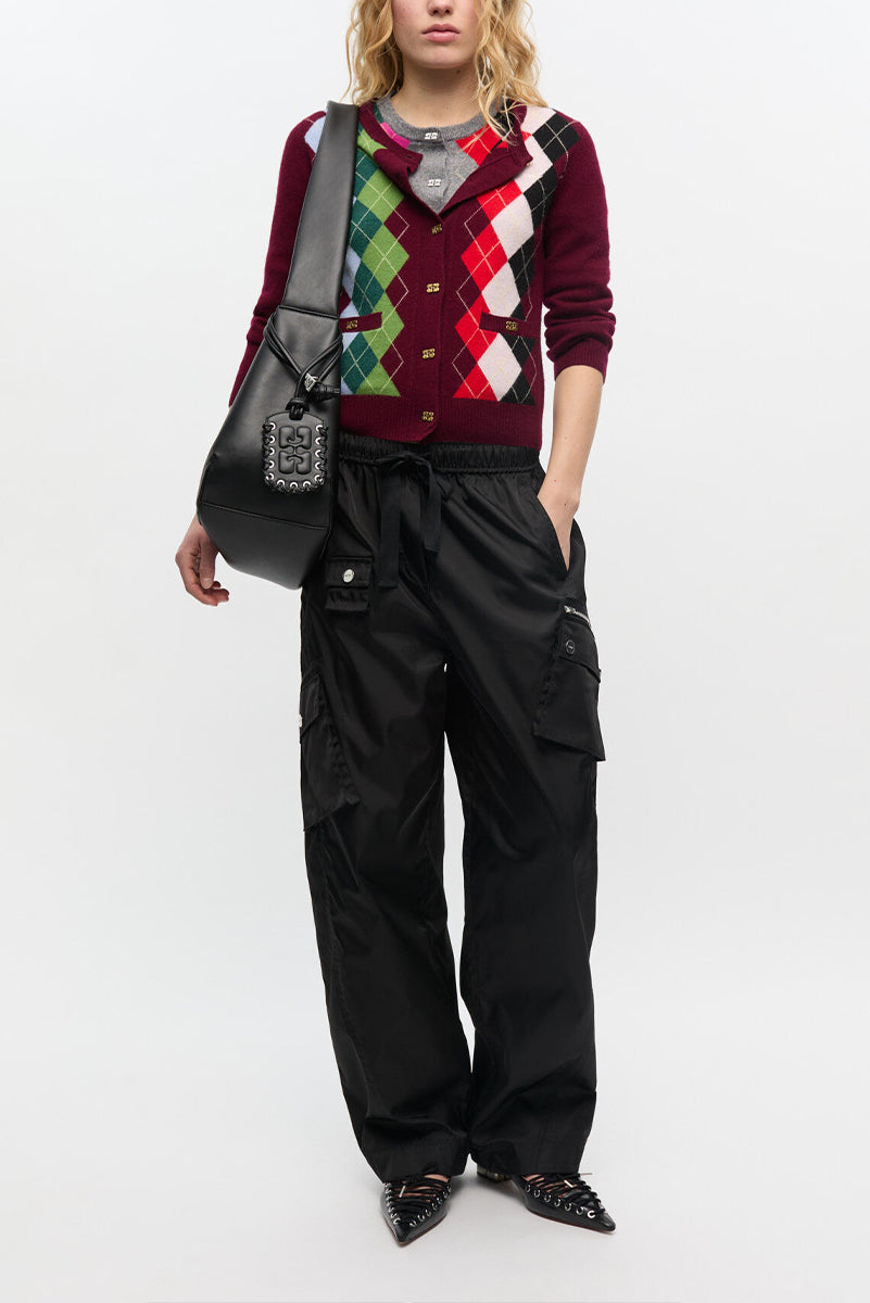 GANNI Cashmere Wool Mix Cardigan - Tawny Port