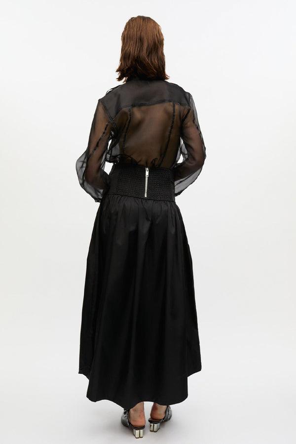 GANNI Duchesse Nylon Long Pocket Skirt - Black