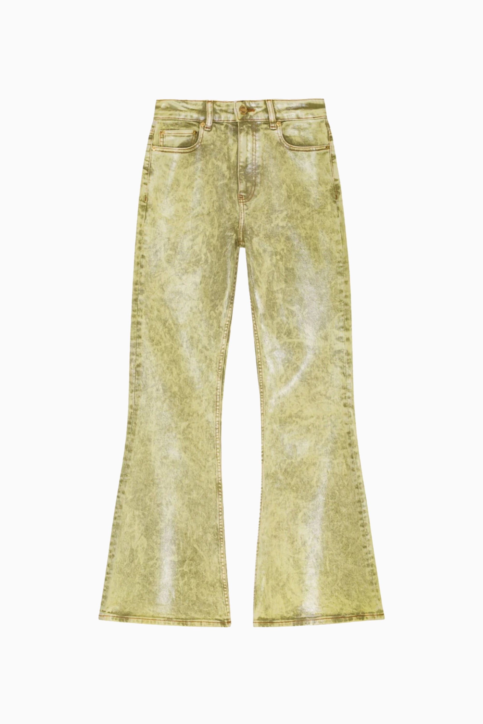 Foil Overdyed Denim Straight Jeans - Golden Cypress