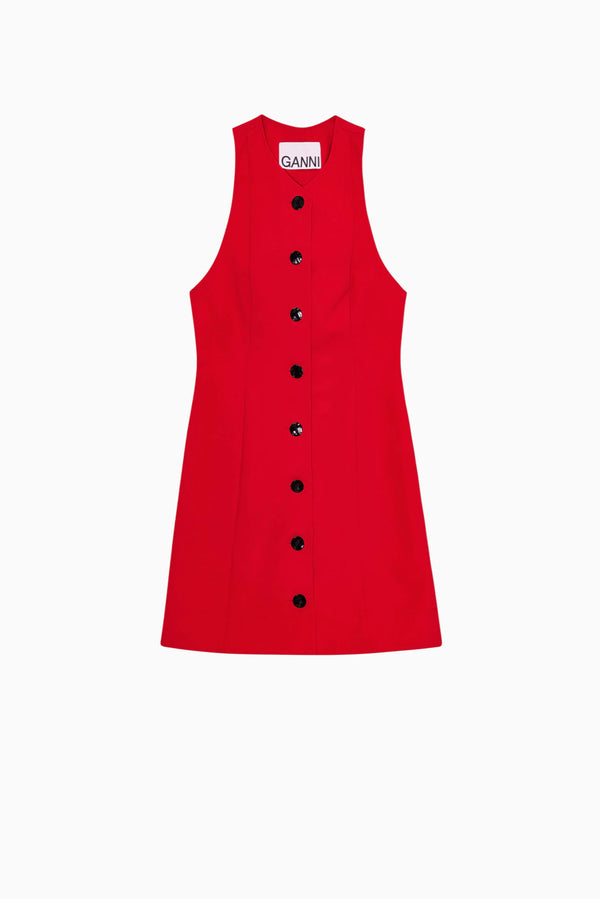 GANNI Light Twill Suiting Mini Dress - Barbados Cherry