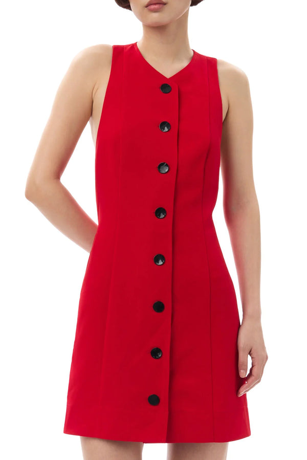 GANNI Light Twill Suiting Mini Dress - Barbados Cherry