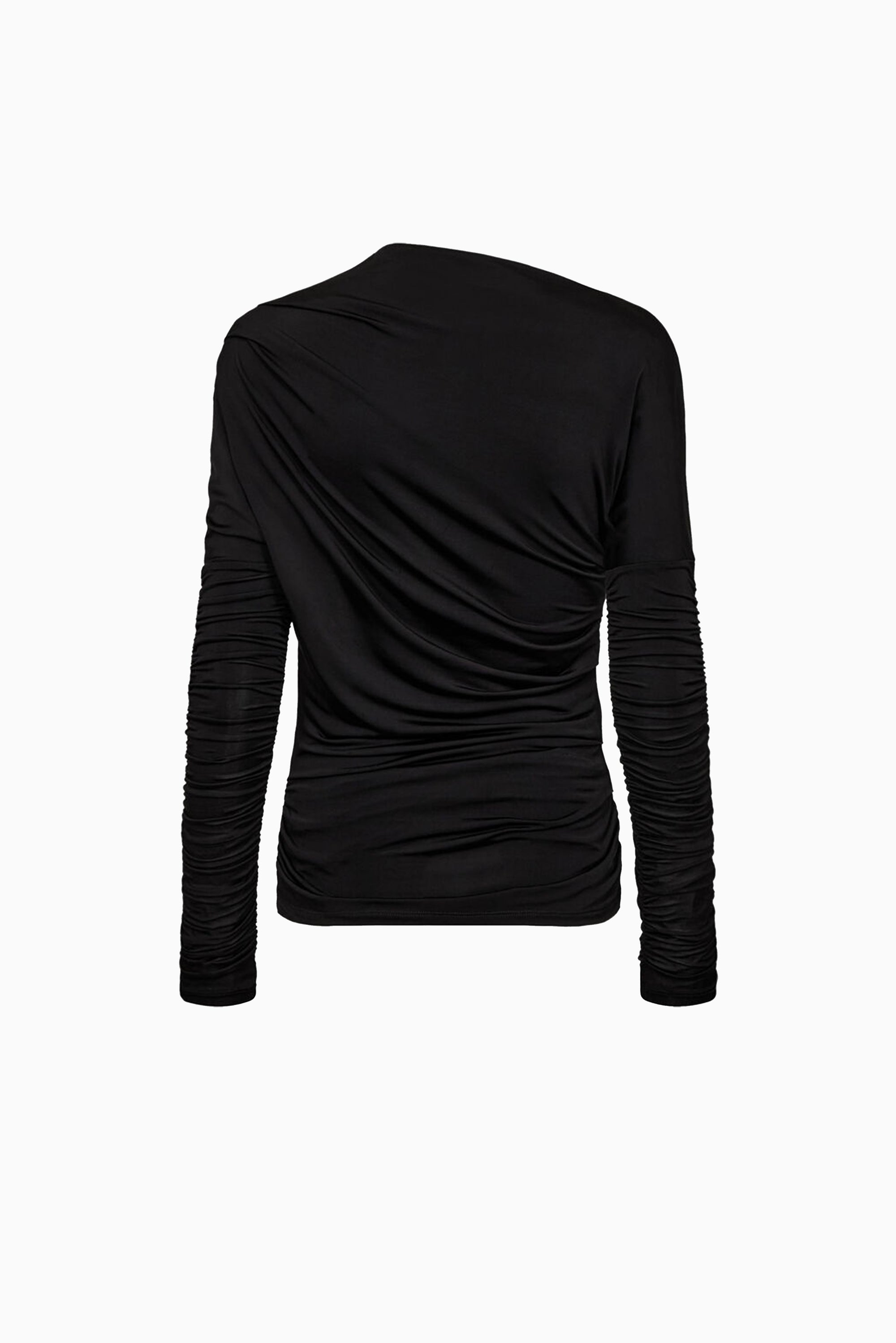 Shiny Jersey Ruched Top - Black