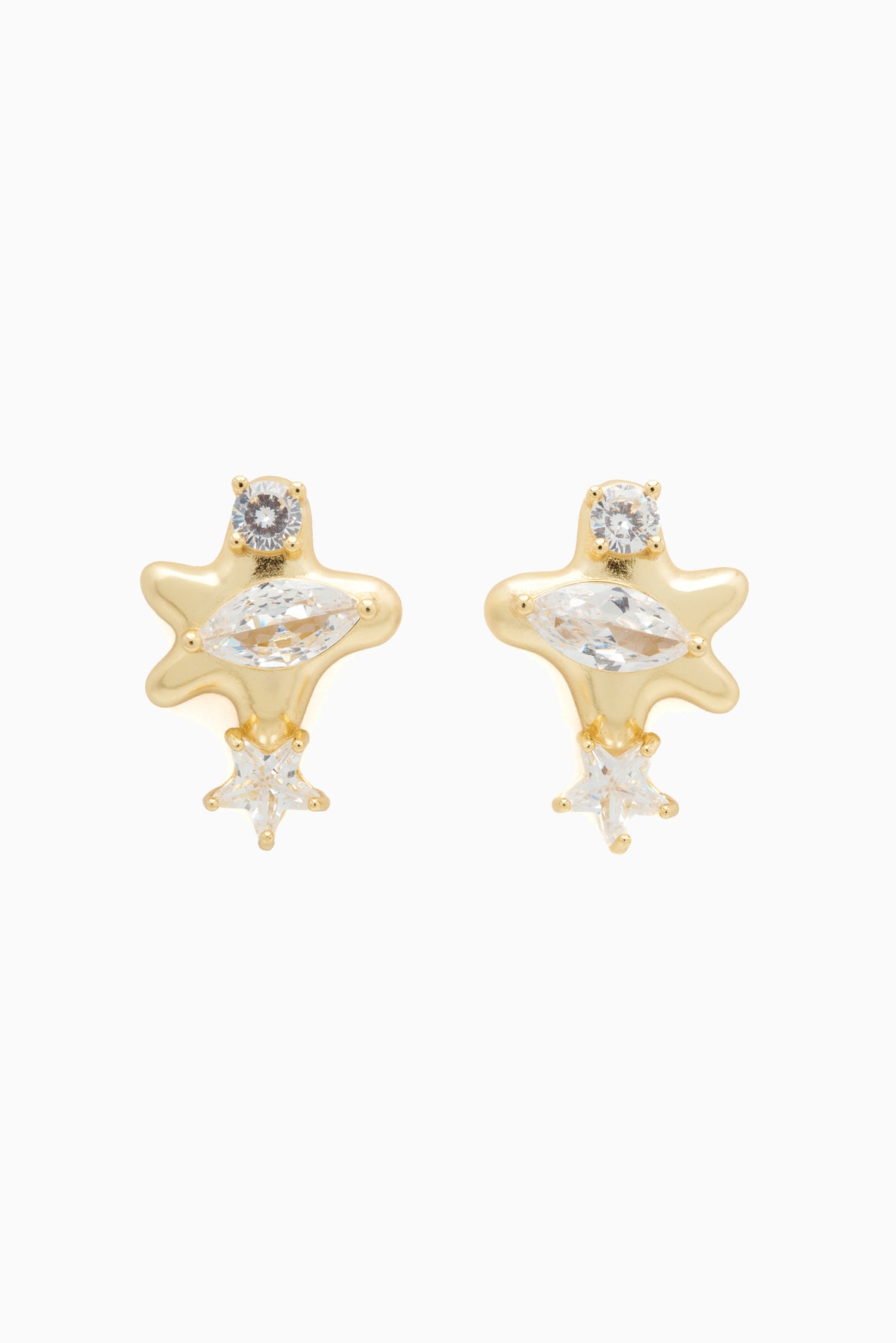 Cubic Zirconia Earrings - Gold Clear