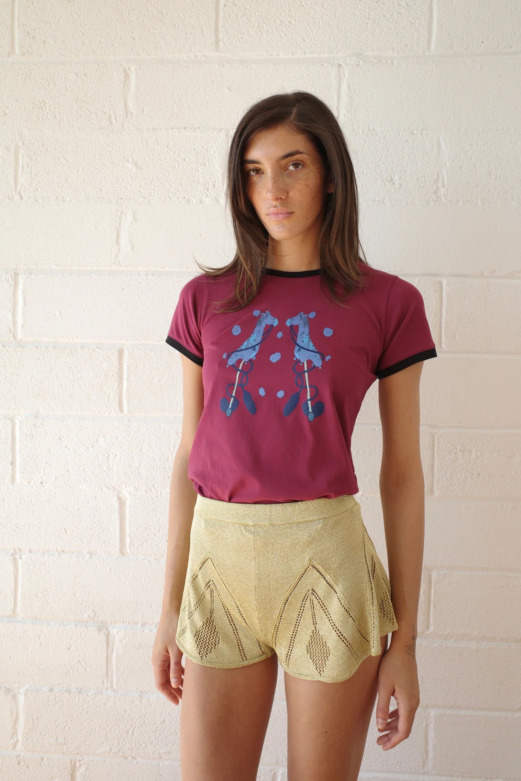 Hobby Horse Print T.Shirt - Burgundy