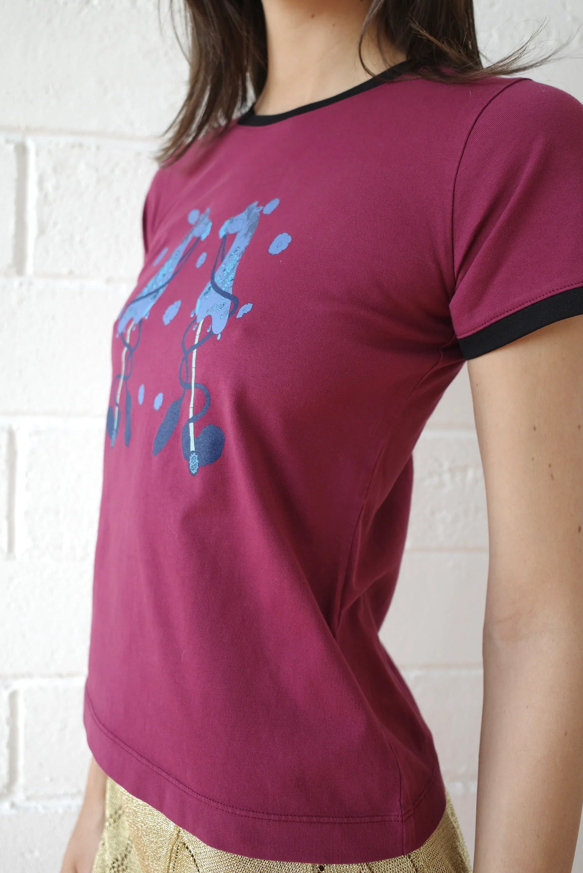 Hobby Horse Print T.Shirt - Burgundy