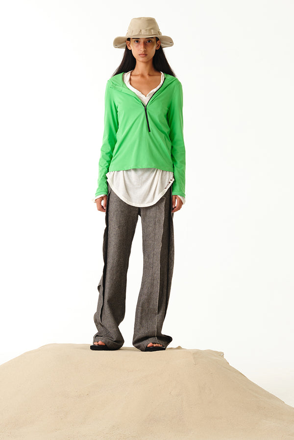 Curved Jersey Hoodie - Green