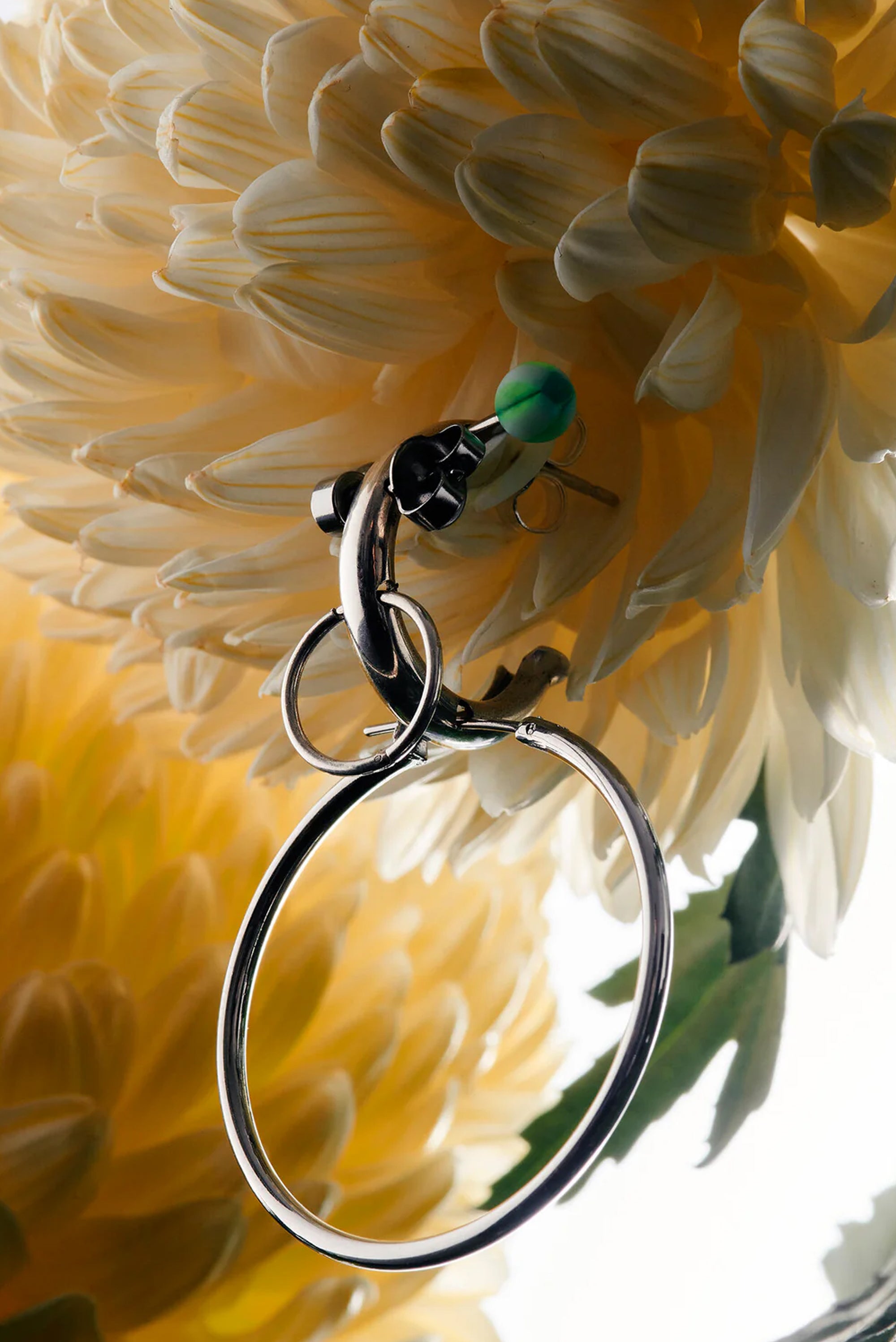 Earring Earring 4- Ball and Hoop - Green