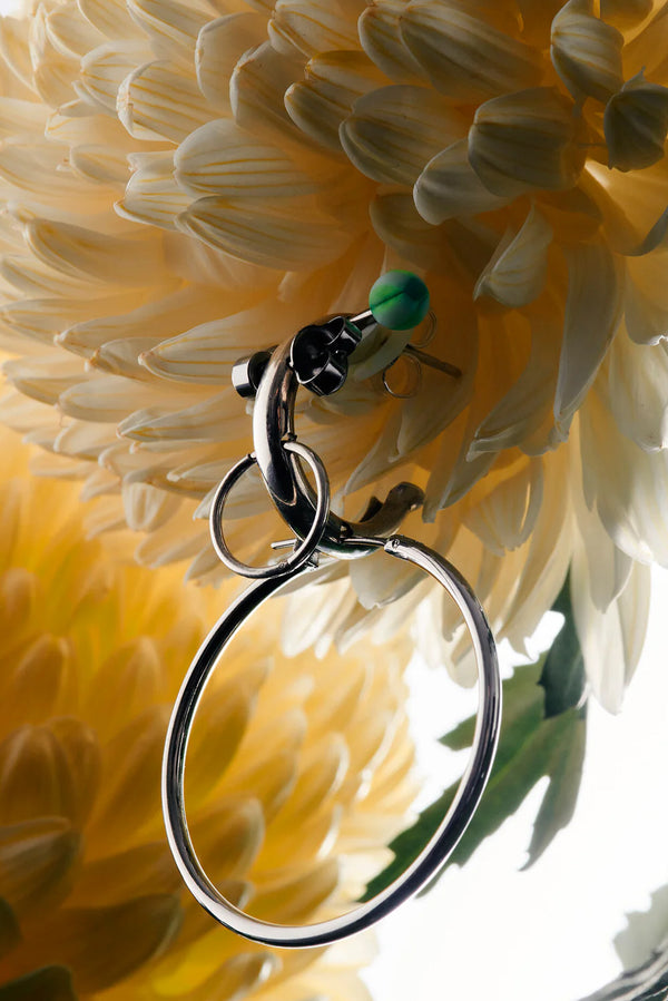 Earring Earring 4- Ball and Hoop - Green