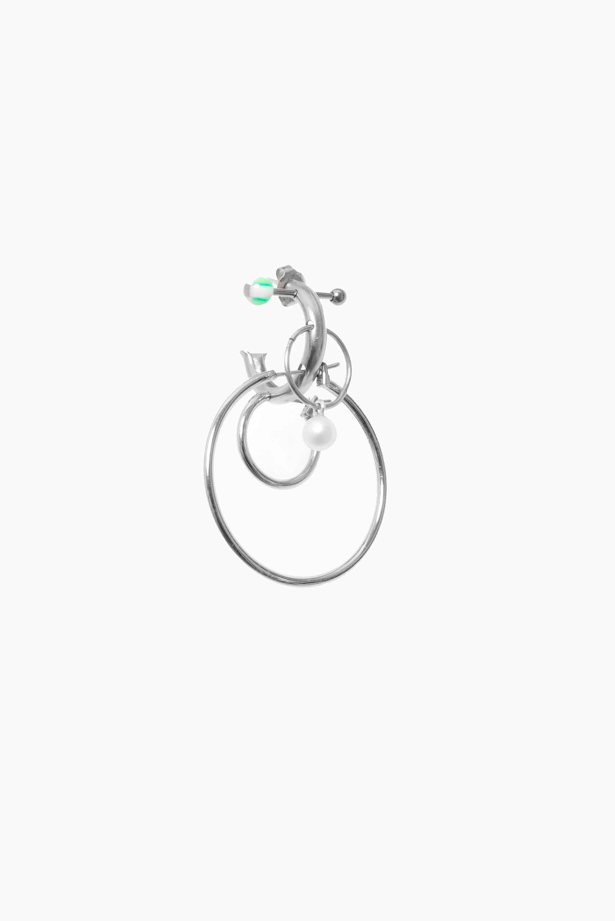 Earring Earring 4- Ball and Hoop - Green
