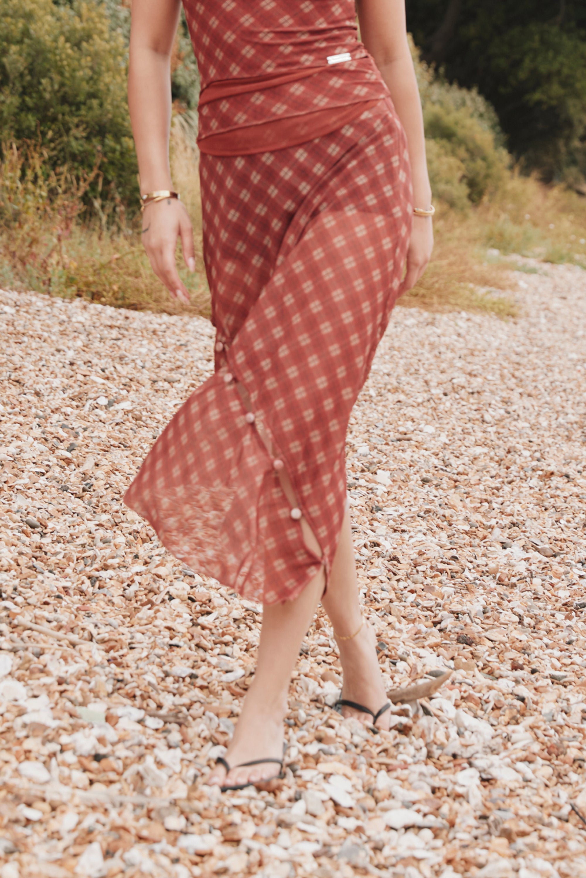 HOUSE OF SUNNY Retro Check Mesh Skirt - Multi