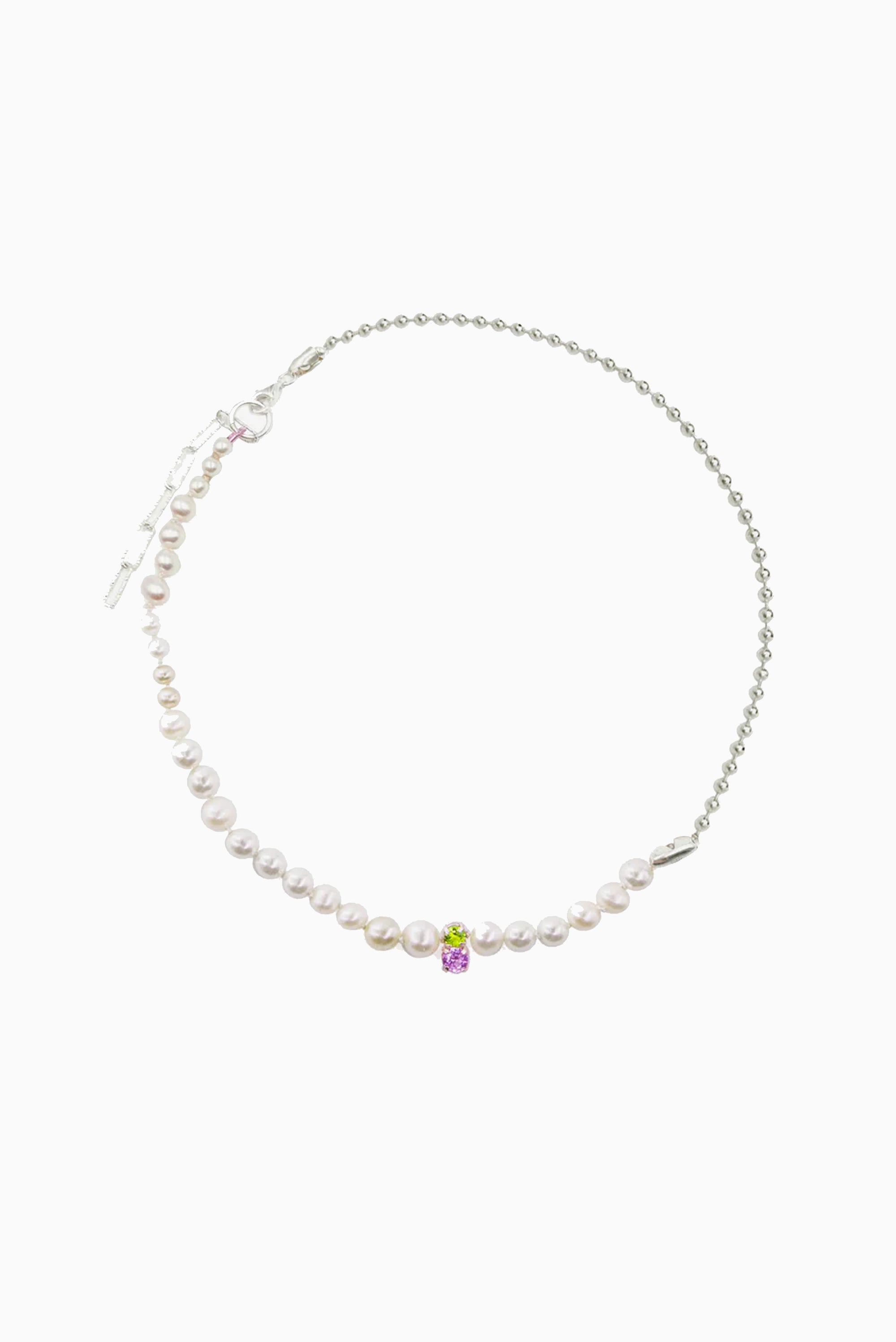 Incomplete Pearl Choker - Pink/Green