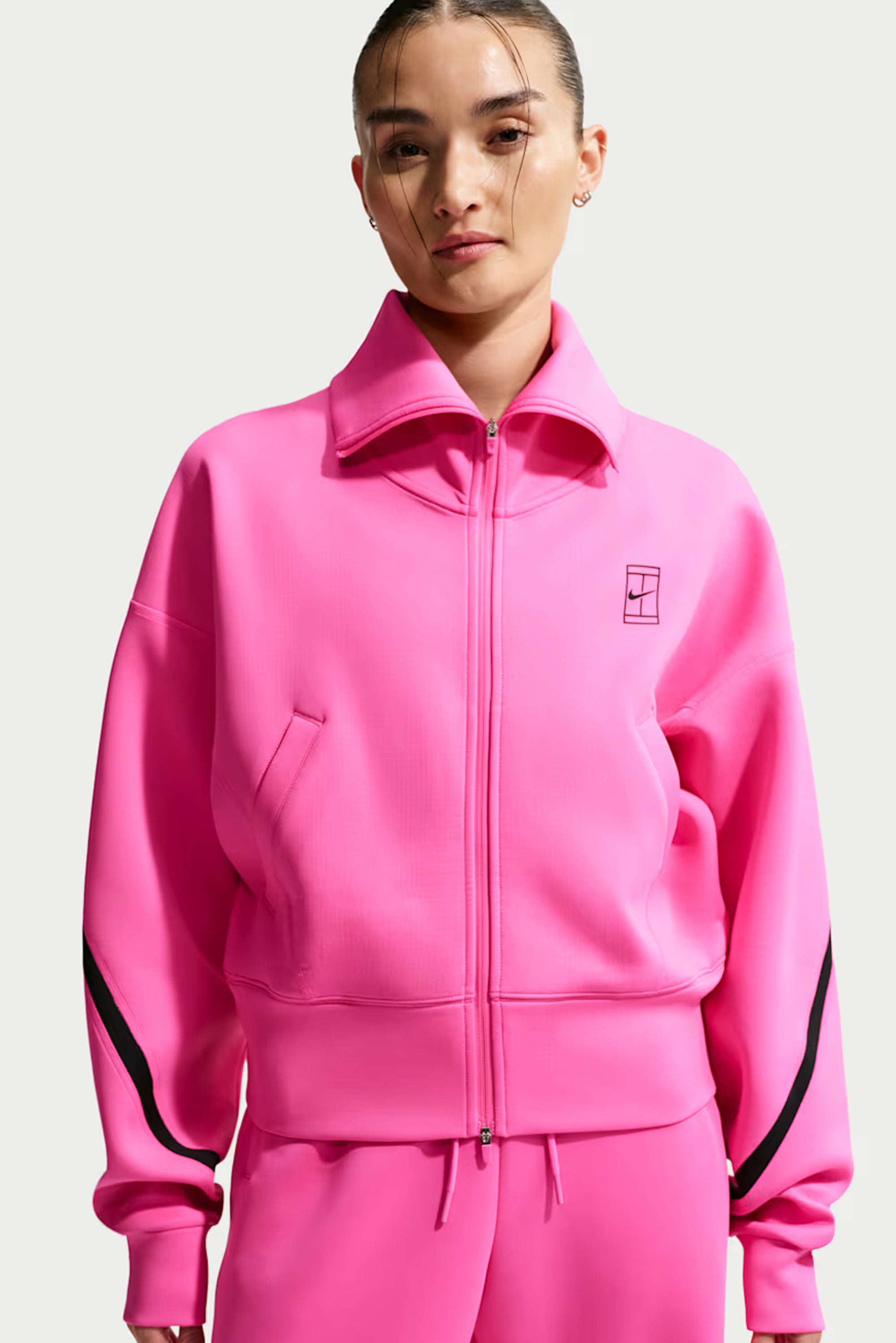 Women's Dri-FIT Full-Zip Tennis Jacket - Laser Fuchsia