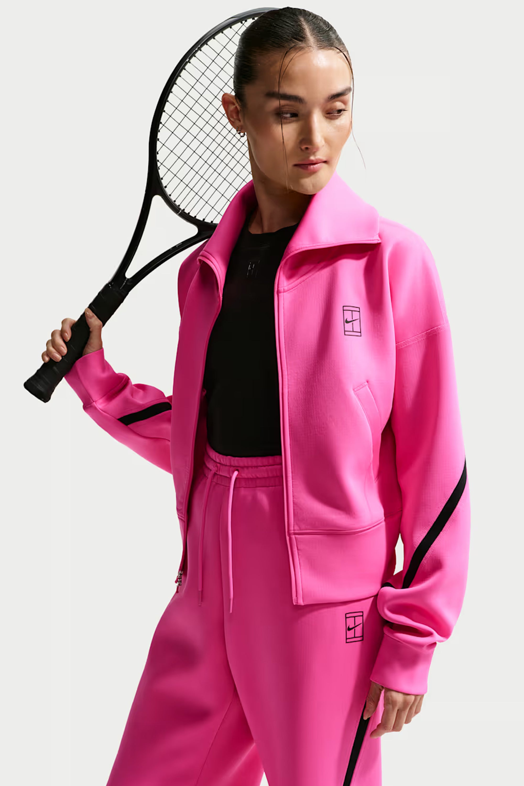 Women's Dri-FIT Full-Zip Tennis Jacket - Laser Fuchsia