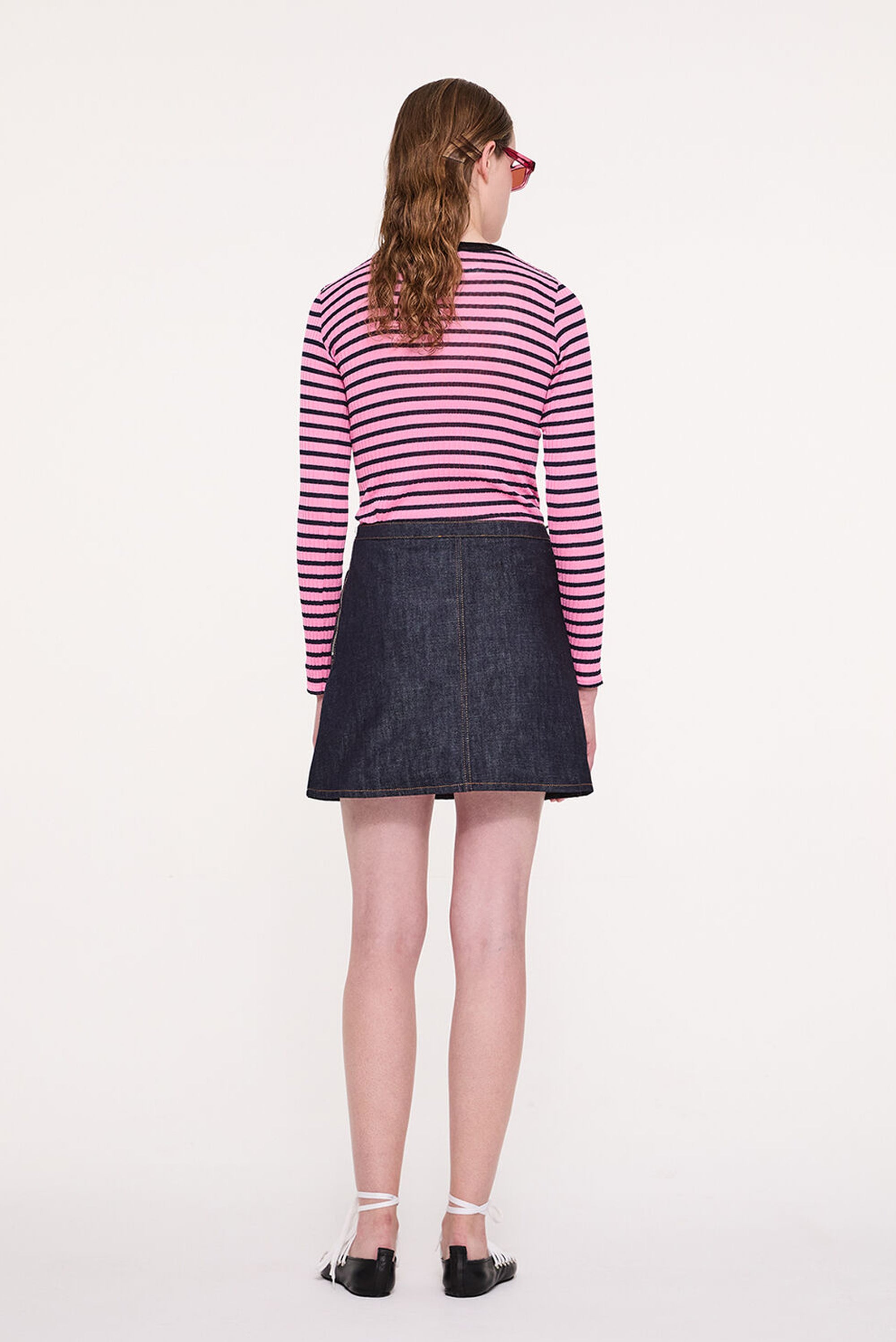 Jackiera Ribbed L.Sleeve Top - Pink/Navy/Black