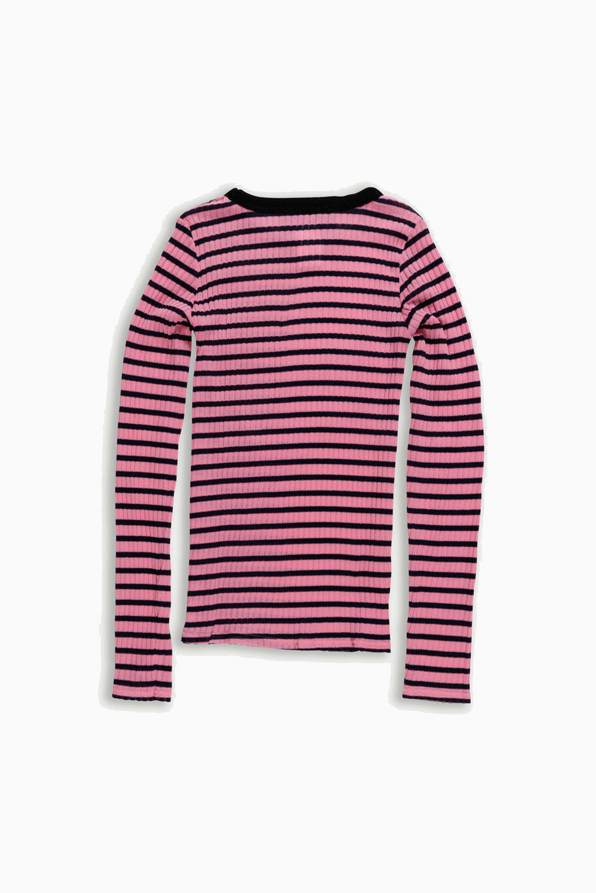 Jackiera Ribbed L.Sleeve Top - Pink/Navy/Black