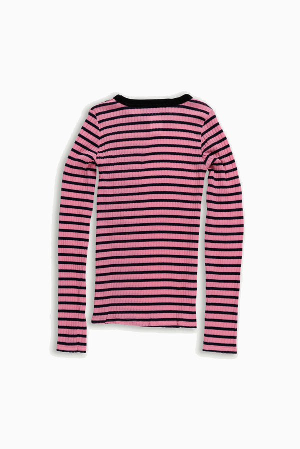 Jackiera Ribbed L.Sleeve Top - Pink/Navy/Black