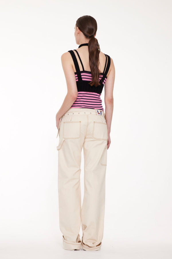 Jade Ribbed Cami - Pink/Navy