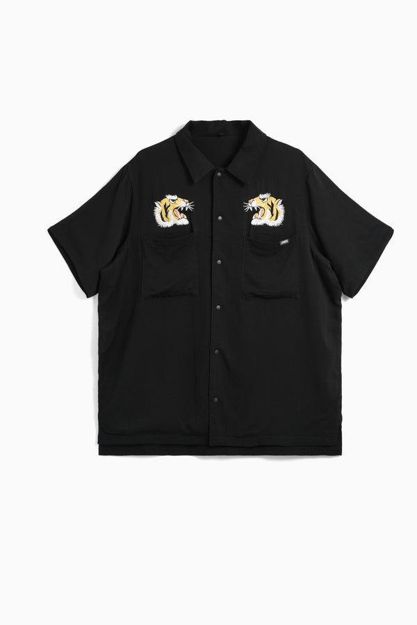 Non Down Reversible "SKA" Aloha Shirt - Black