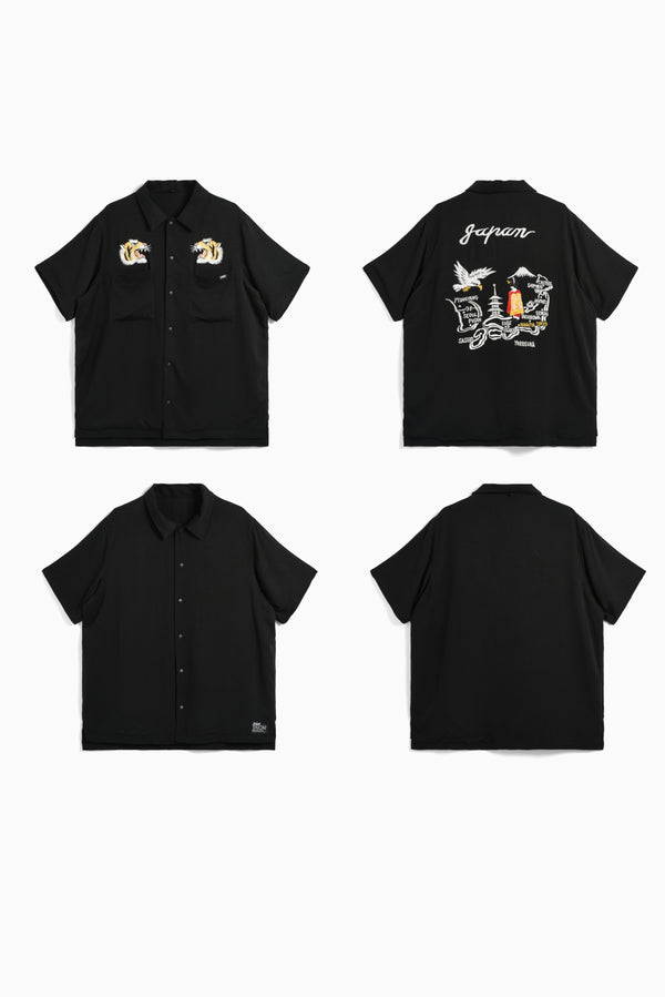 Non Down Reversible "SKA" Aloha Shirt - Black