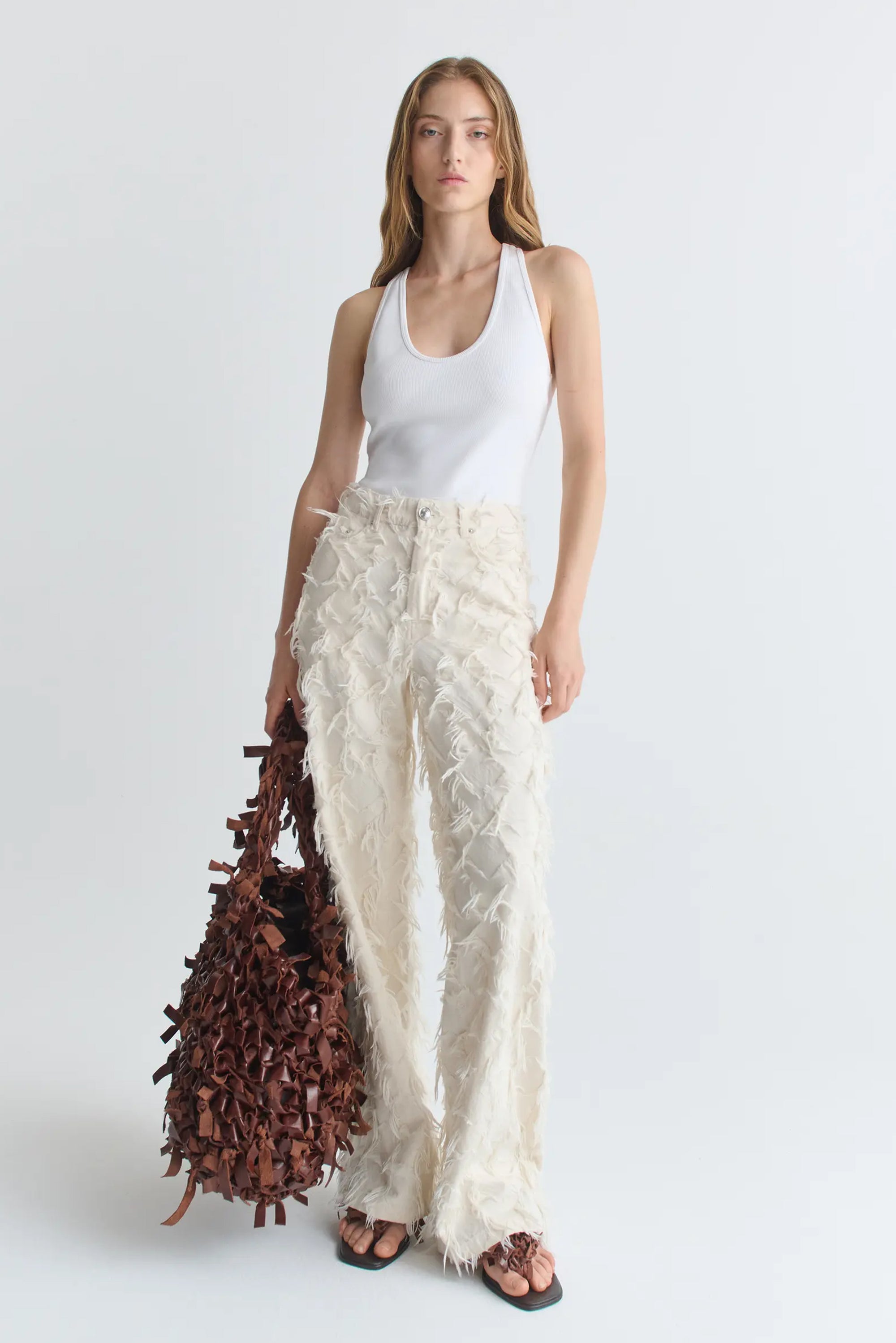 Nikos Jeans - Fringed White Twill