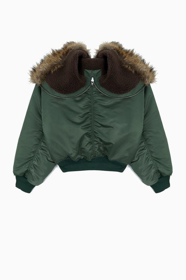 JUUN.J Convertible Hood MA-1 Jumper - Khaki