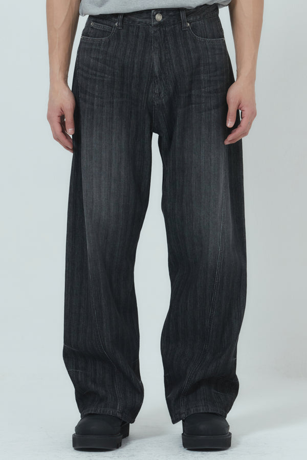 JUUN.J Diagonal Seam Denim Pants - Black