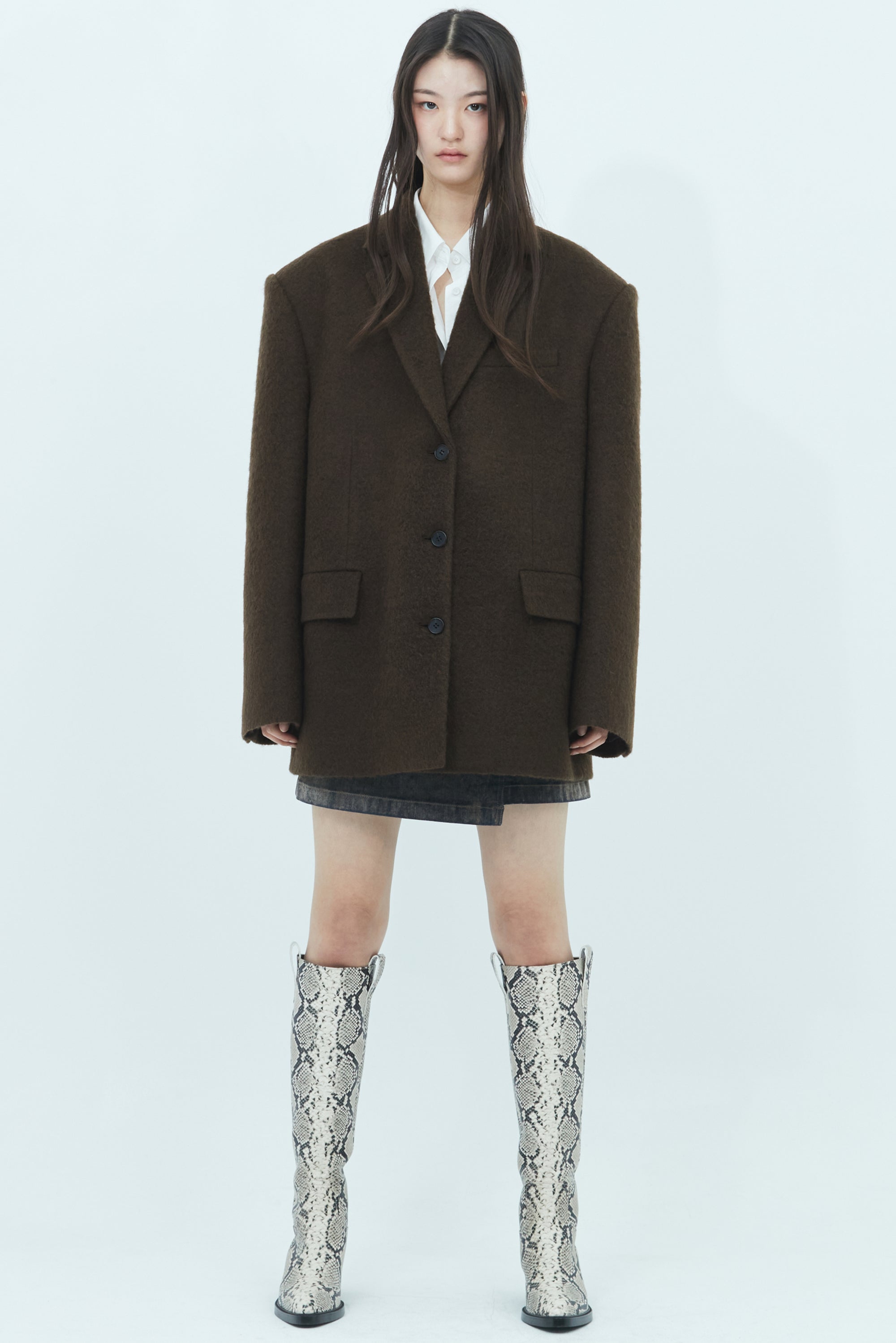 JUUN.J Oversized Winter Blazer - Brown