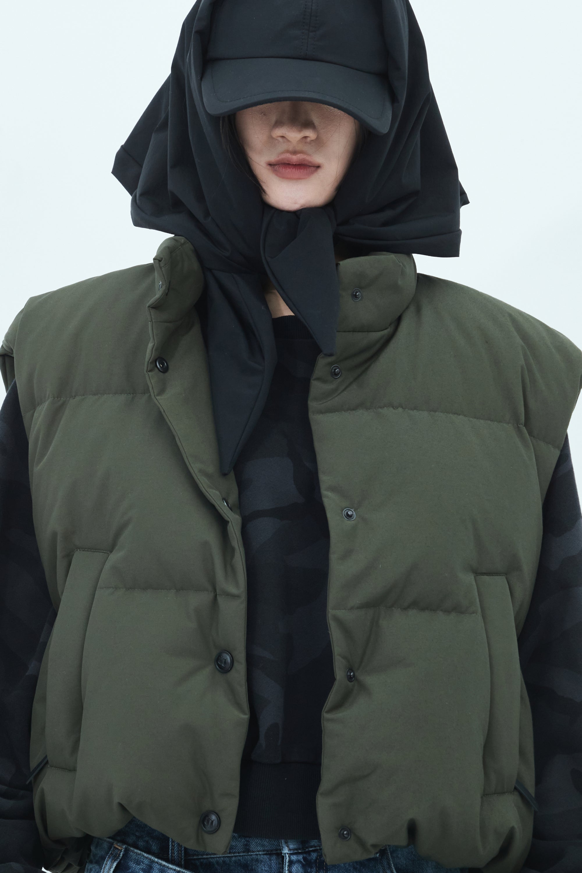 JUUN.J Scarf Ball Cap - Black