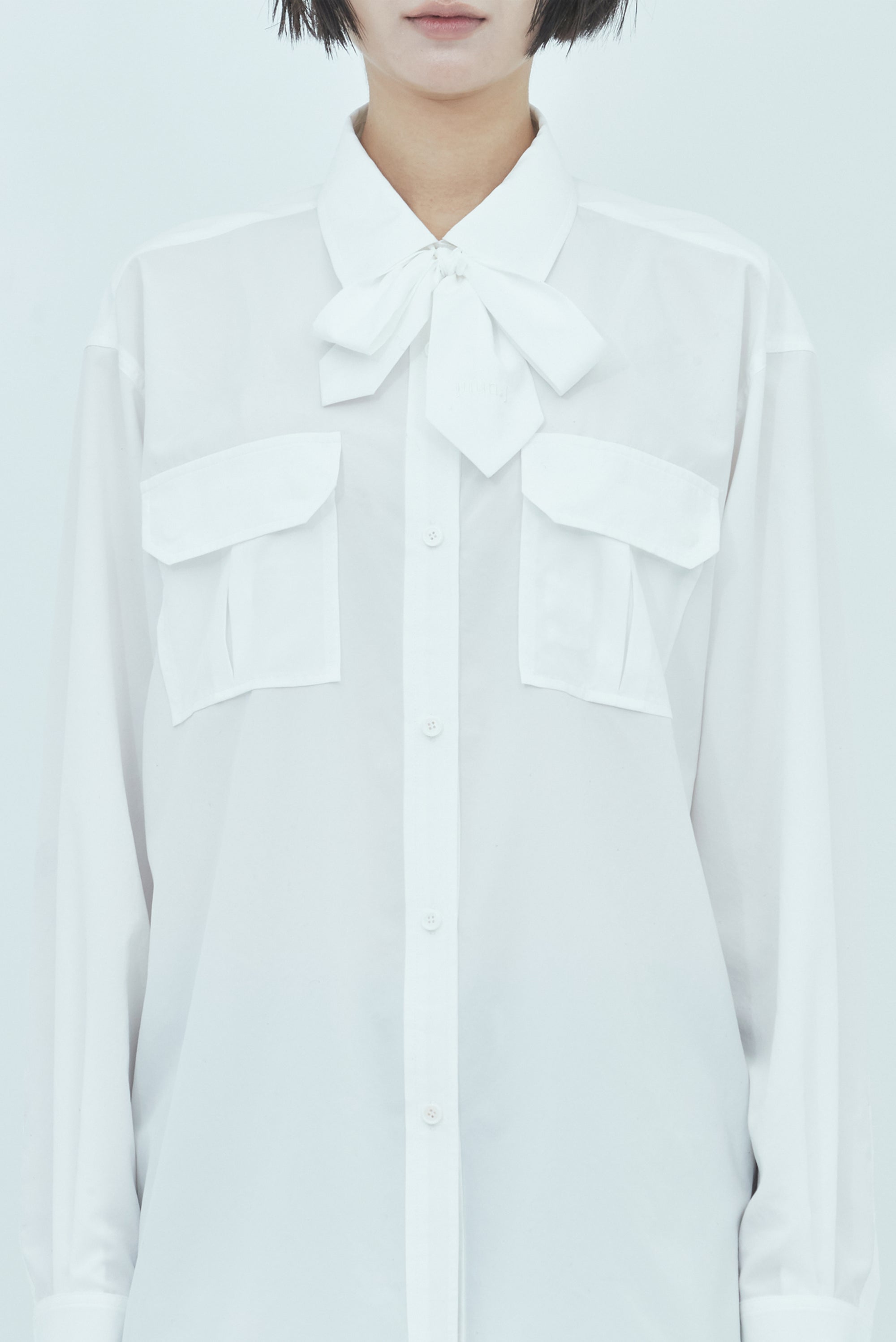 JUUN.J Detachable Scarf Blouse - White