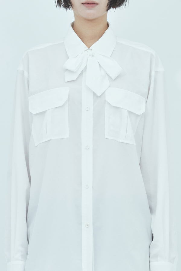 JUUN.J Detachable Scarf Blouse - White
