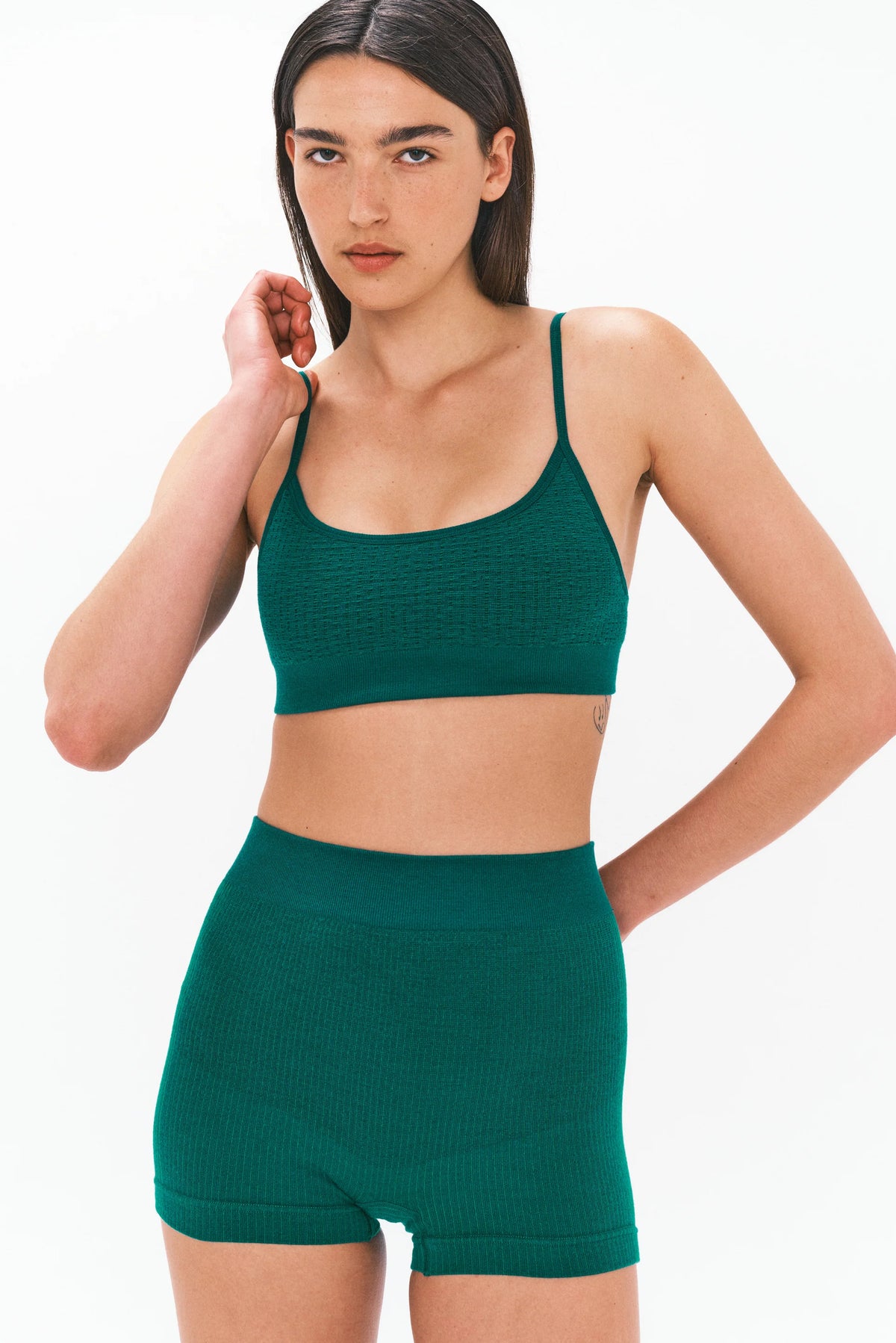 Textured Ballet Wool Bralet - Kelp