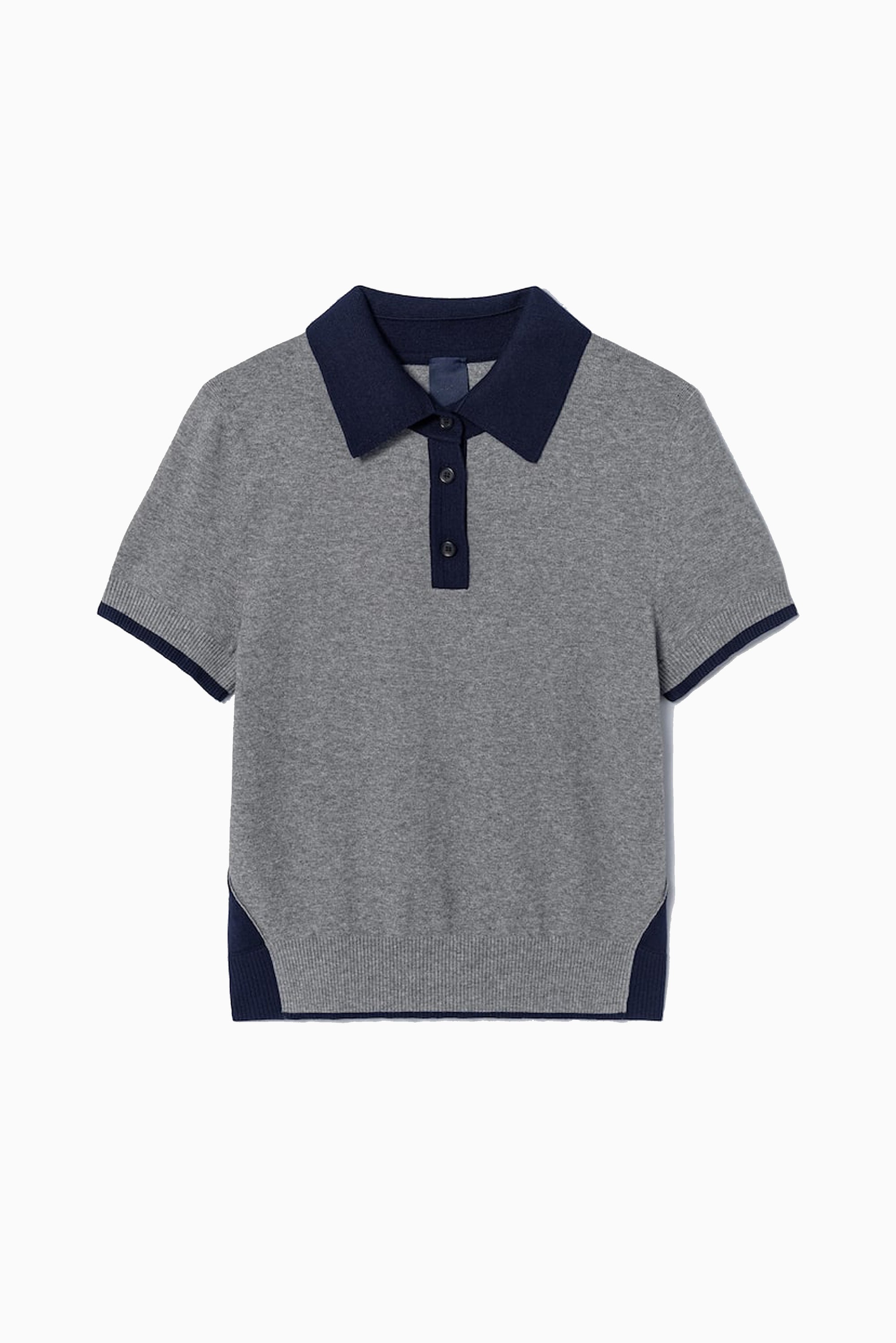 Contrast Knit Pullover - Grey/Navy