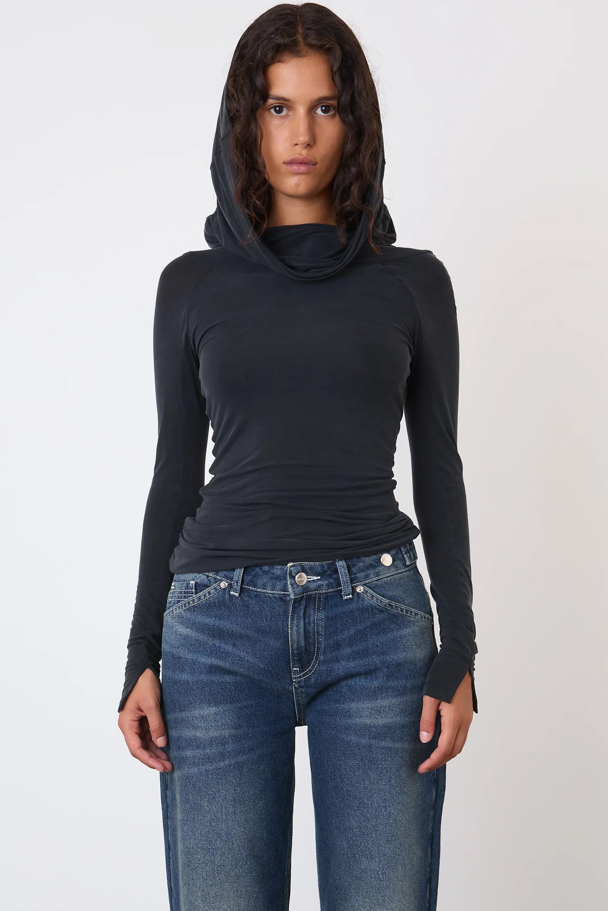 Kylie Cold Shoulder Top - Graphite