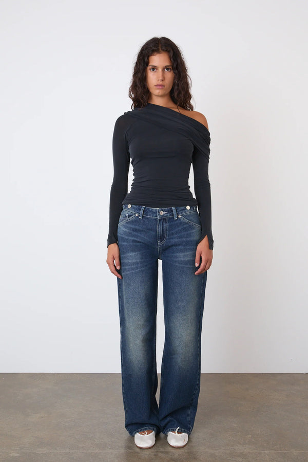 Kylie Cold Shoulder Top - Graphite