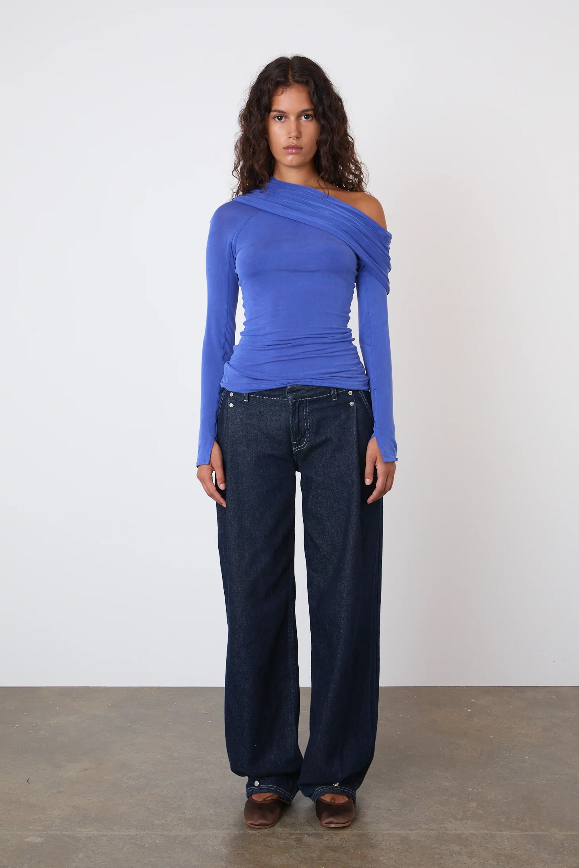 Kylie Cold Shoulder Top - Lapis