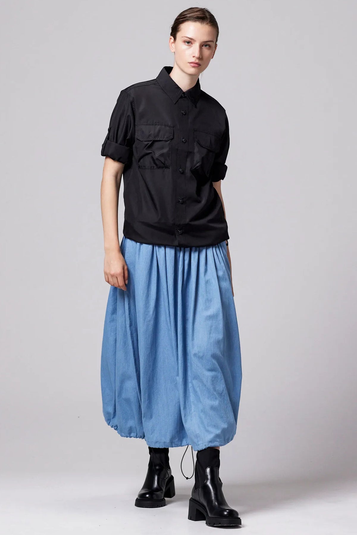 Non-Down Military W-Zip LS Shirt - Black