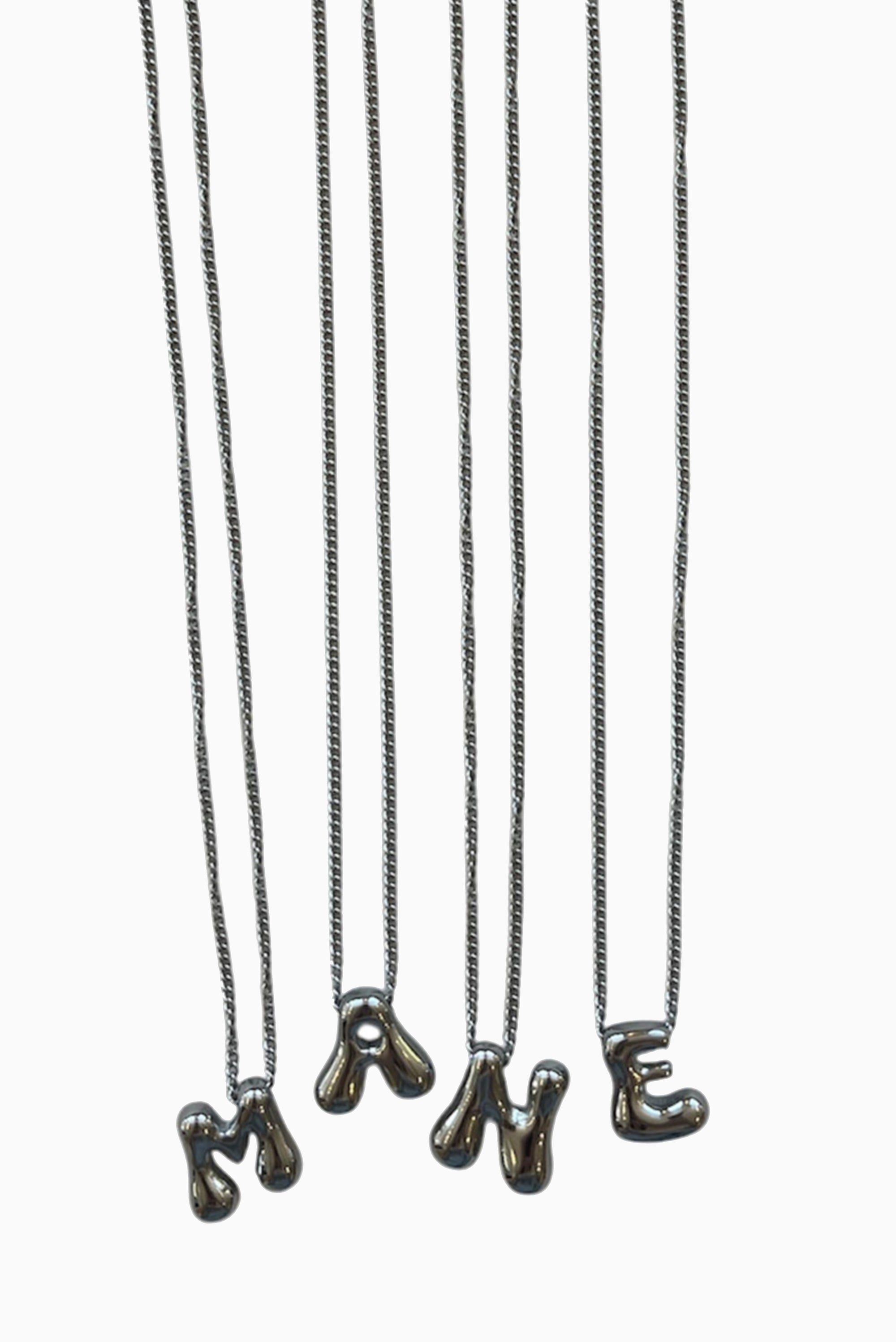 Bubble Letter Pendant - Silver