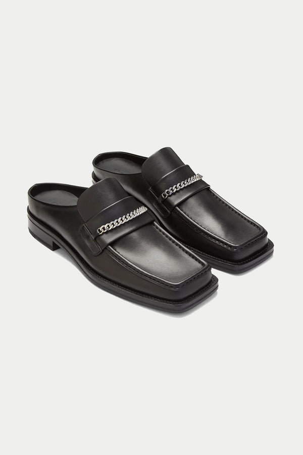 MARTINE ROSE Square Toe Mule - Black